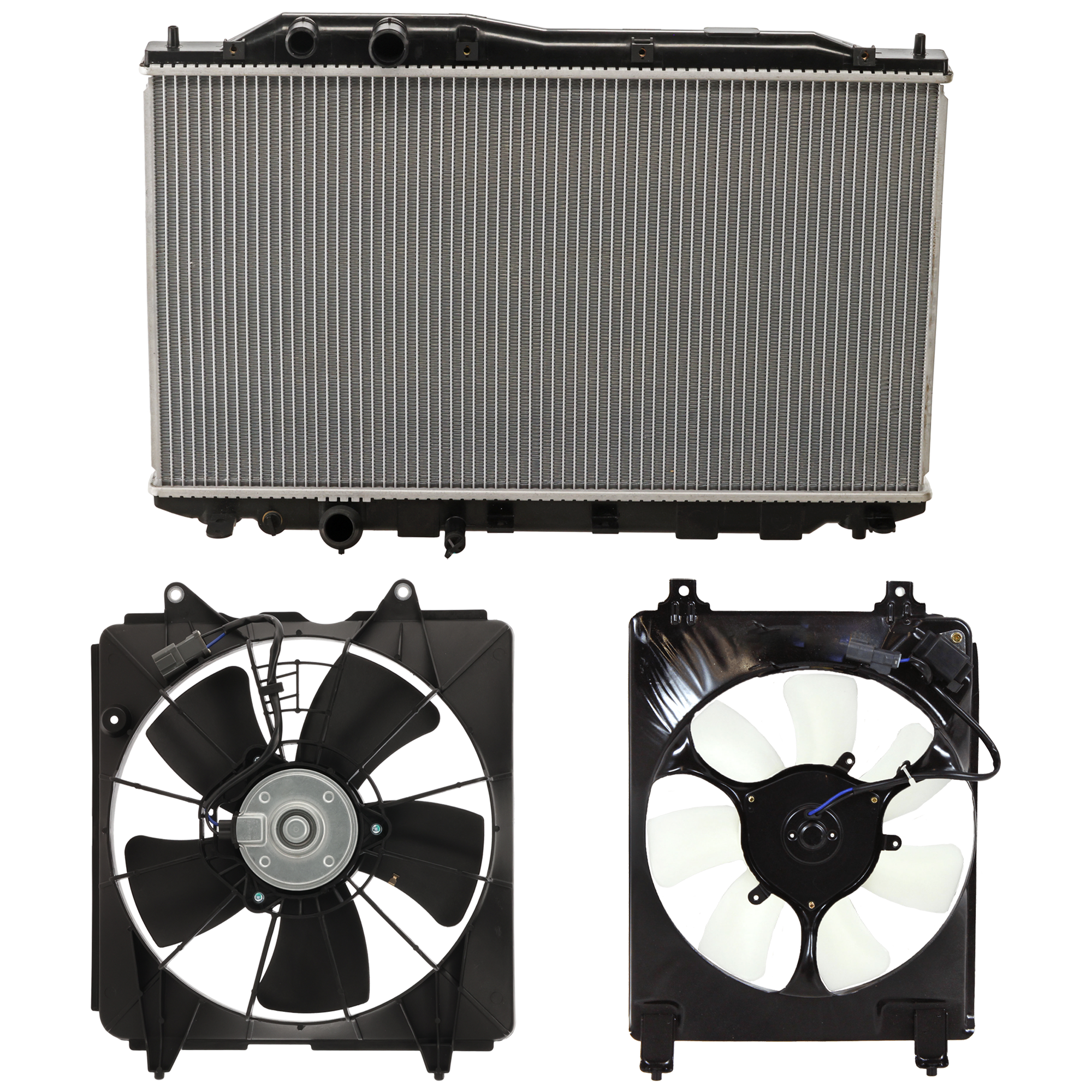 AM CIVIC 06-11 RADIATOR 3 pc Kit Coupe Auto Trans GX LX S Model Sedan 4 Cyl 1.8L 2.0L Eng. includes A C Condenser Fan and Radiator Fan SKU KIT 091825-61 Partslink HO3010208 HO3110115 HO3115129 OEM 19010RNBC51-19015RNAA01-38616R