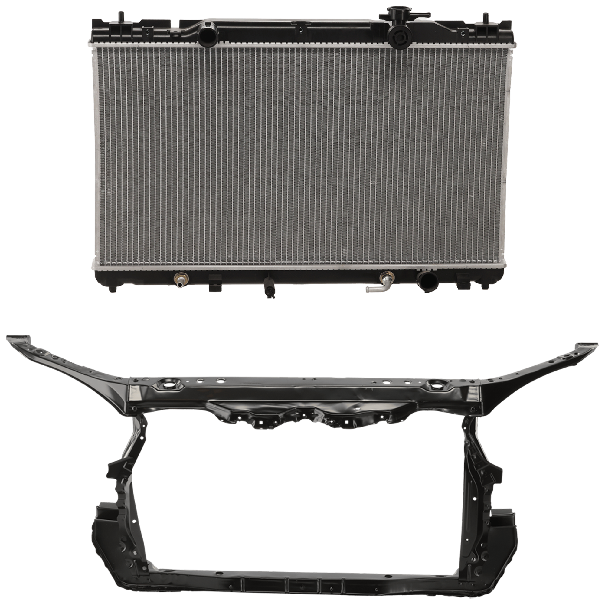 AM CAMRY 02-06 RADIATOR SUPPORT 2 pc Kit Assembly 4 Cyl USA Built Vehicle w HD Cooling includes Radiator SKU KIT 091825-70 Partslink TO1225298 TO3010276 OEM 5321006010-164000H131-16410YZZ