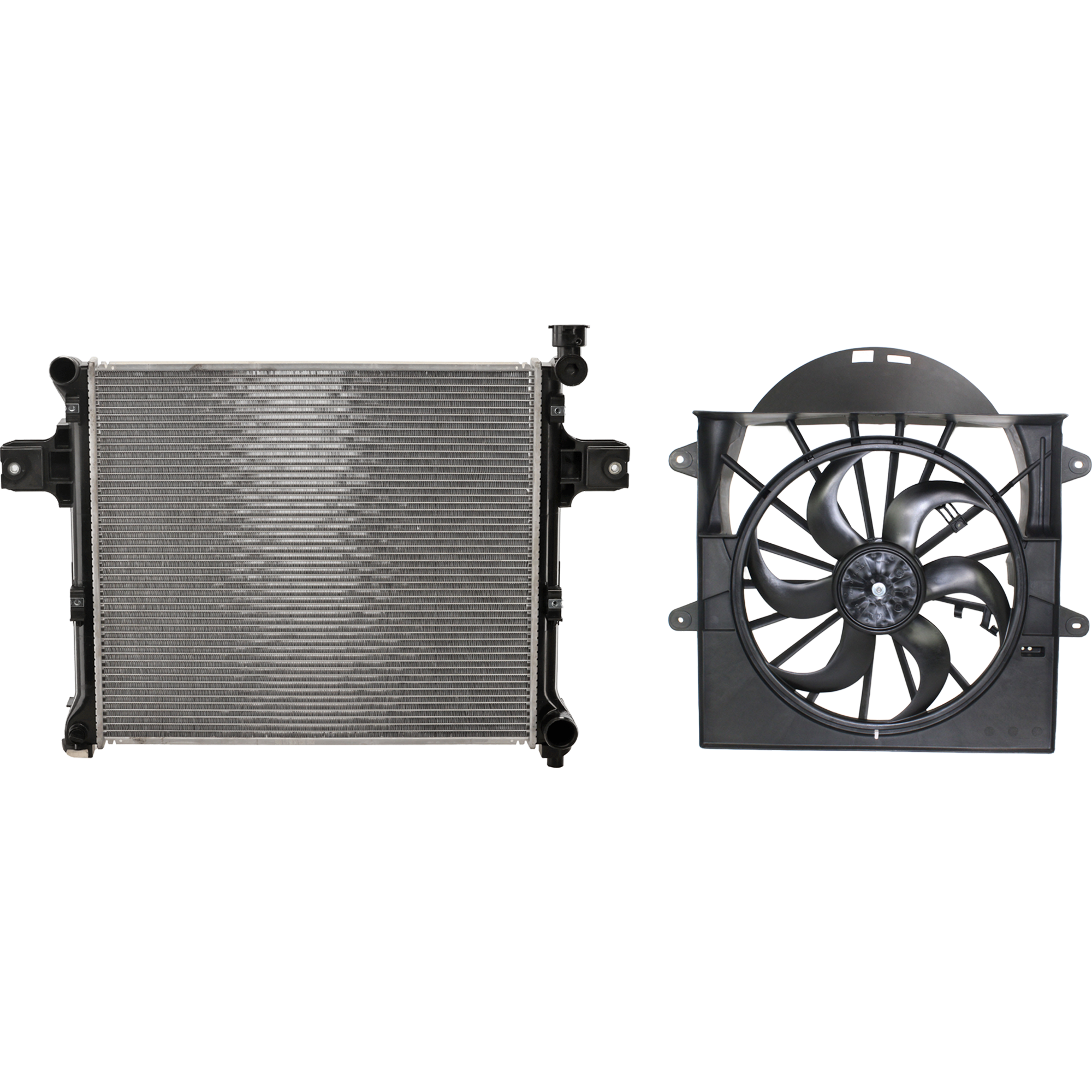 AM COMMANDER 06-09 GRAND CHEROKEE 05-09 RADIATOR 2 pc Kit includes Radiator Fan SKU KIT 091825-74 Partslink CH3010328 CH3117102 OEM 55116842AB 5143208AA