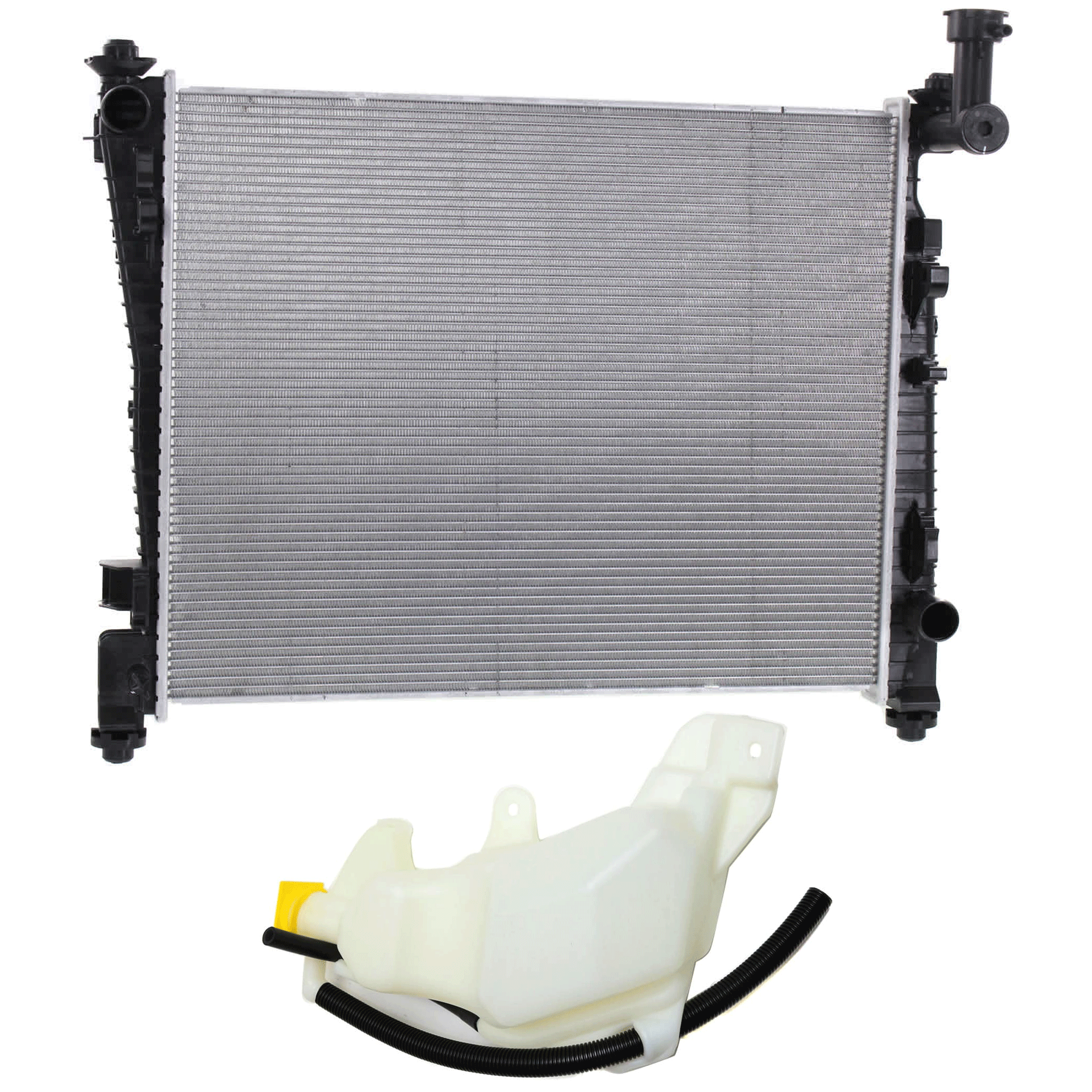 AM GRAND CHEROKEE 11-21 GRAND CHEROKEE WK 22-22 RADIATOR 2 pc Kit Standard Duty Cooling 3.6L 5.7L Eng. includes Coolant Reservoir SKU KIT 091825-76 Partslink CH3010356 CH3014133 OEM 52014529AB 5165708AA PFM