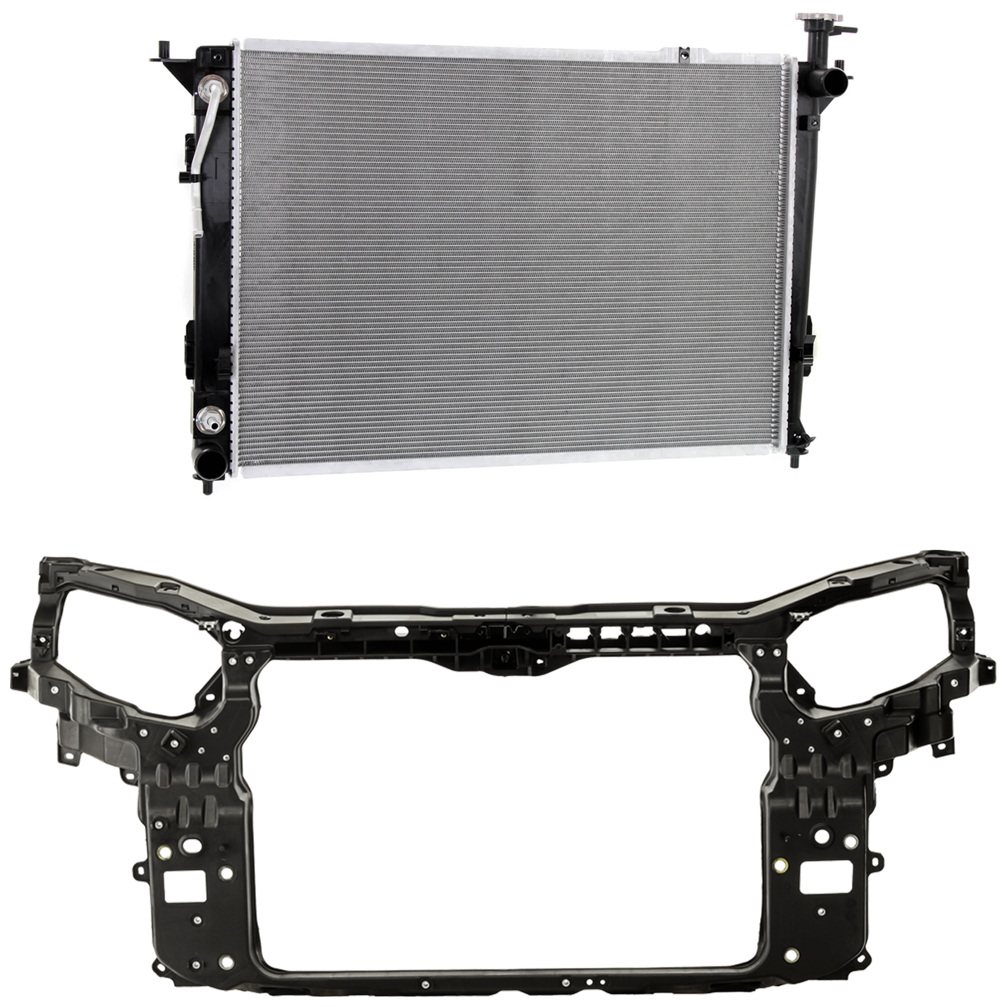 AM SORENTO 11-13 RADIATOR SUPPORT 2 pc Kit Assembly Plastic Composite 3.5L Eng. includes Radiator SKU KIT 091825-84 Partslink KI1225152 HY3010170 OEM 641011U000-253101U250