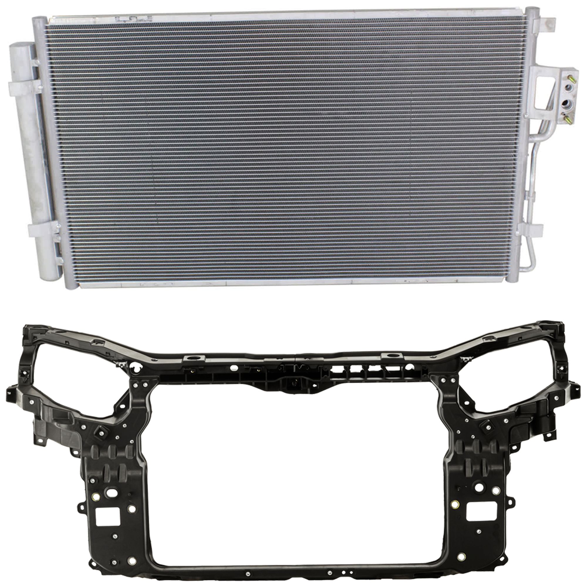 AM SORENTO 11-13 RADIATOR SUPPORT 2 pc Kit Assembly Plastic Composite includes A C Condenser SKU KIT 091825-85 Partslink KI1225152 HY3030144 OEM 641011U000-976061U100-976061U1