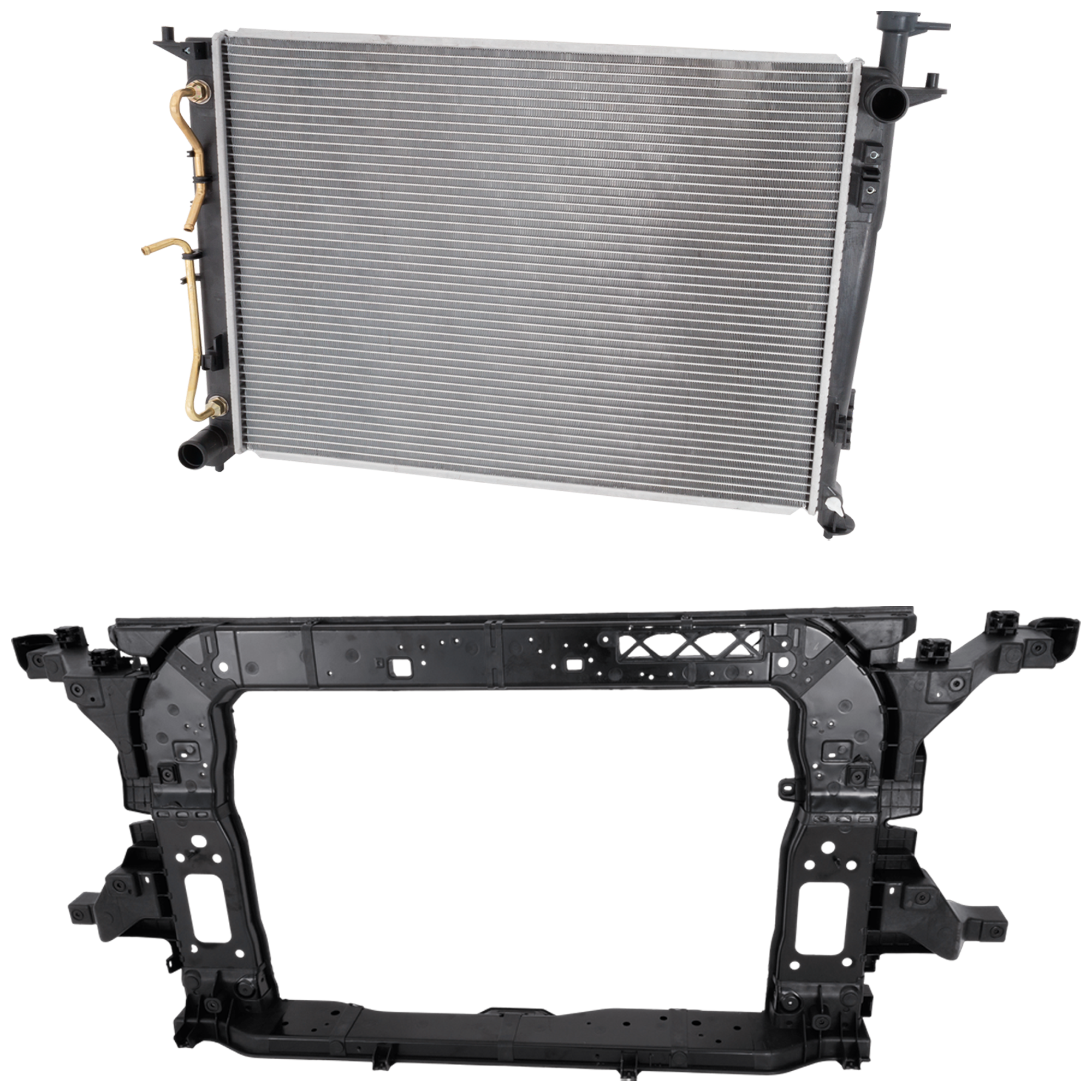 AM PALISADE 20-22 RADIATOR SUPPORT 2 pc Kit Assembly 3.8L Eng. includes Radiator SKU KIT 091825-92 Partslink HY1225214 HY3010230 OEM 64101S8000-25310S8700