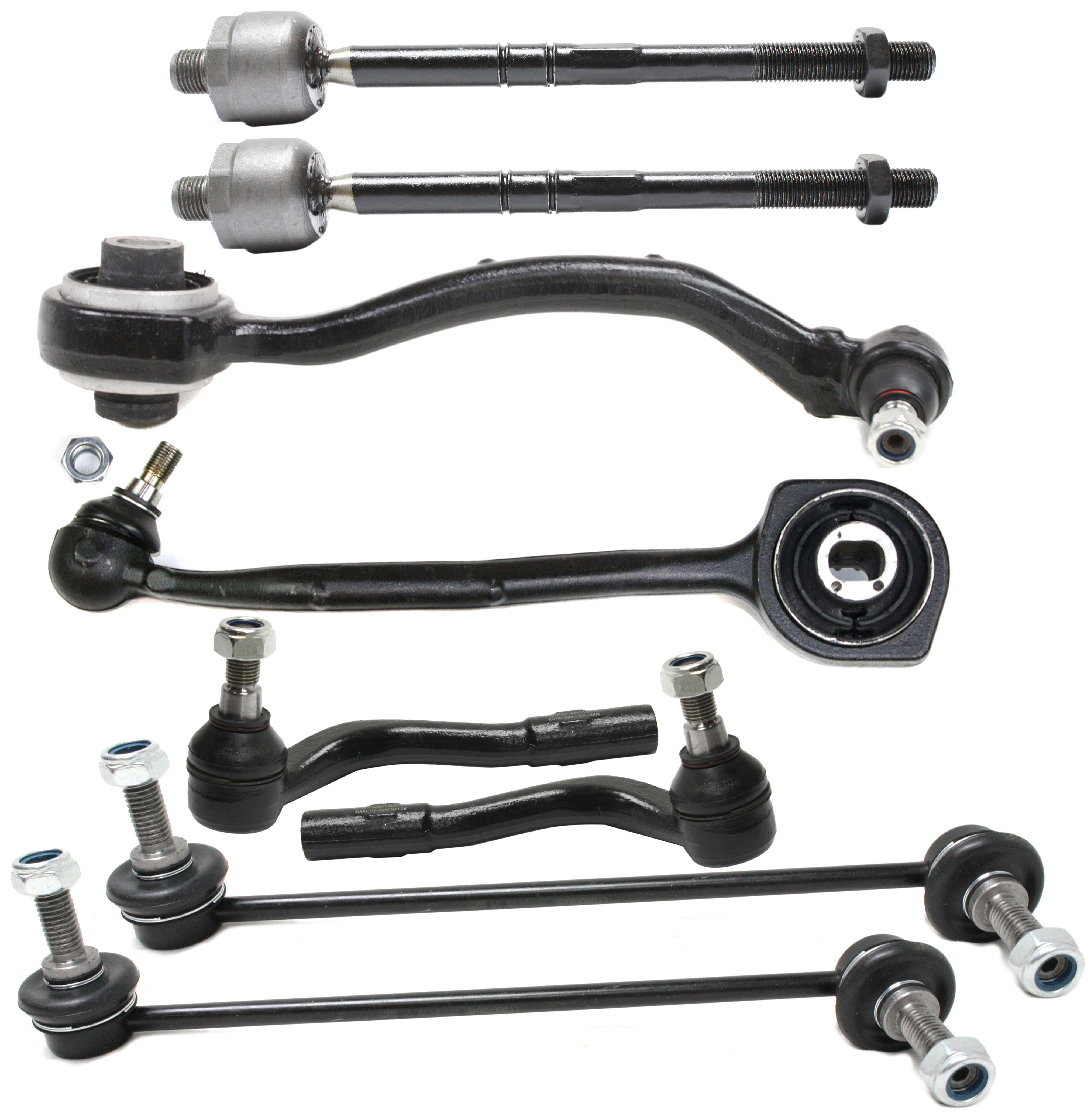 AM C CLASS 01-07 CLK CLASS 03-09 FRONT CONTROL ARM KIT RH AND LH Lower Frontward and Rearward w ball joint s 8 pc Kit with Sway Bar Link and Tie Rod End SKU KIT 091917-10 OEM 2033303311-2033303411-20333020