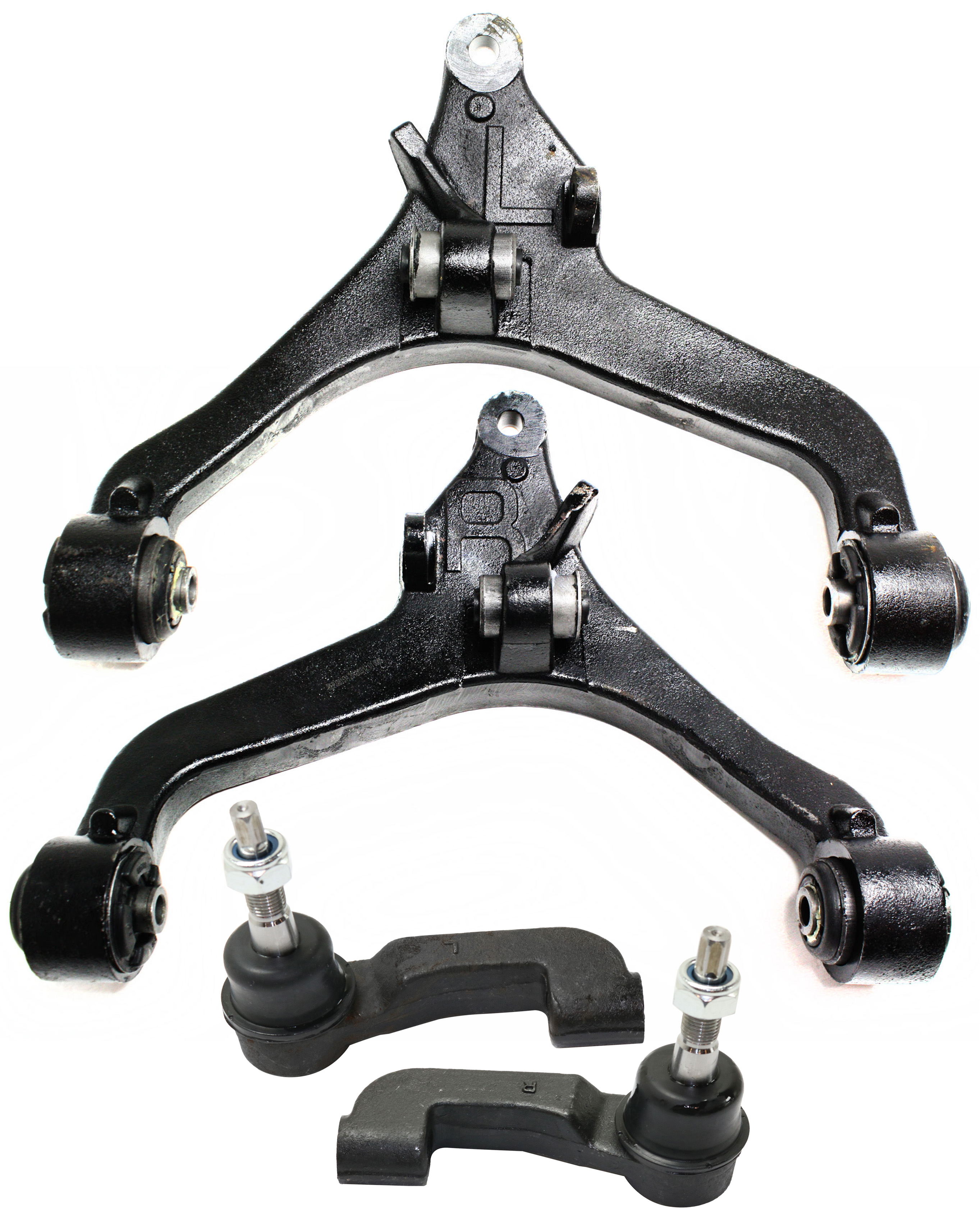 AM LIBERTY 02-07 FRONT CONTROL ARM KIT RH AND LH Lower w o ball joint s 4 pc Kit with Tie Rod End SKU KIT 091917-37 OEM 52088637AF 52088637AD 52088636