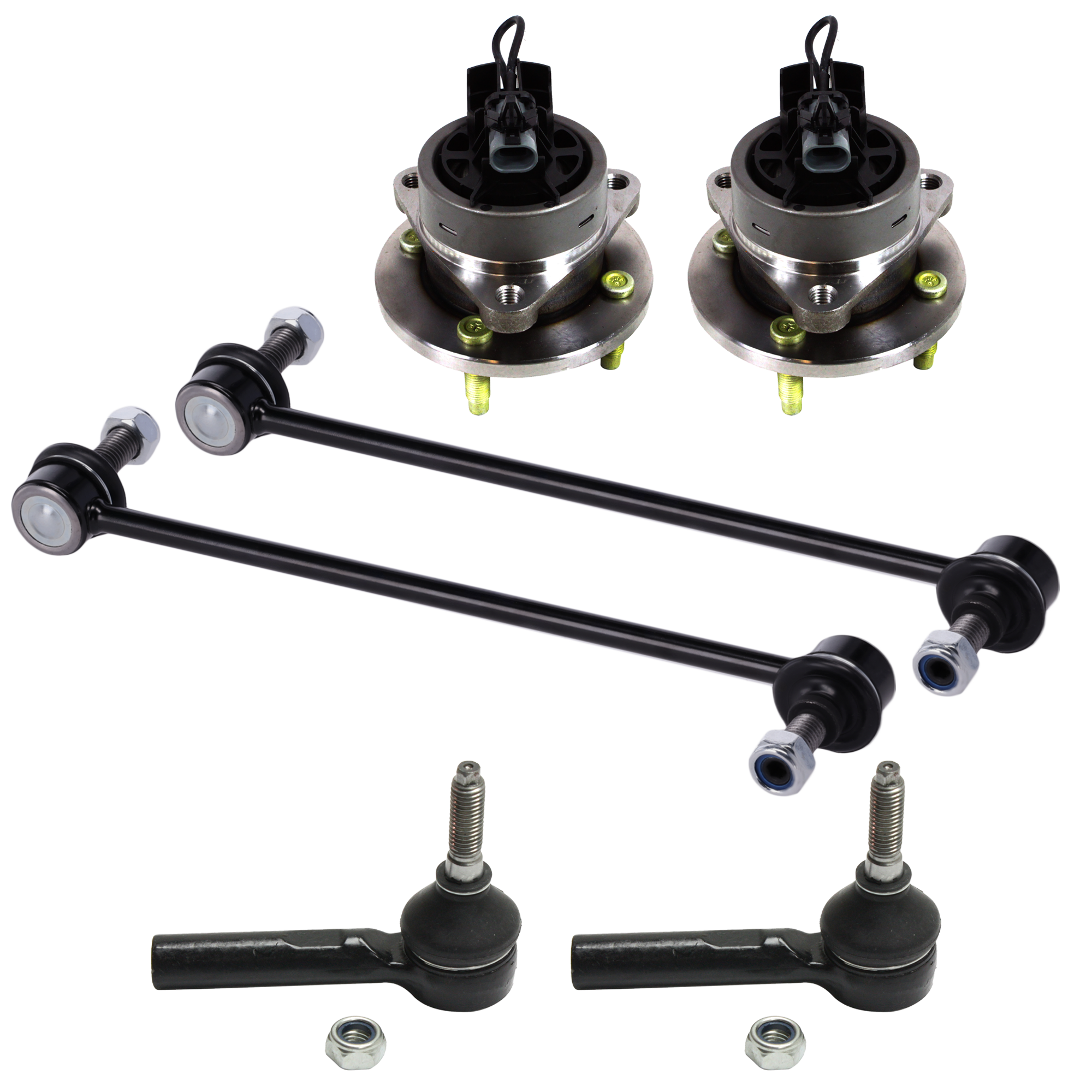 AM COBALT 05-10 FRONT SUSPENSION KIT 6 pc Kit with Sway Bar Links Tie Rod Ends and Wheel Hubs SKU KIT 091917-55 OEM 20784686-2693399-15140337-1522