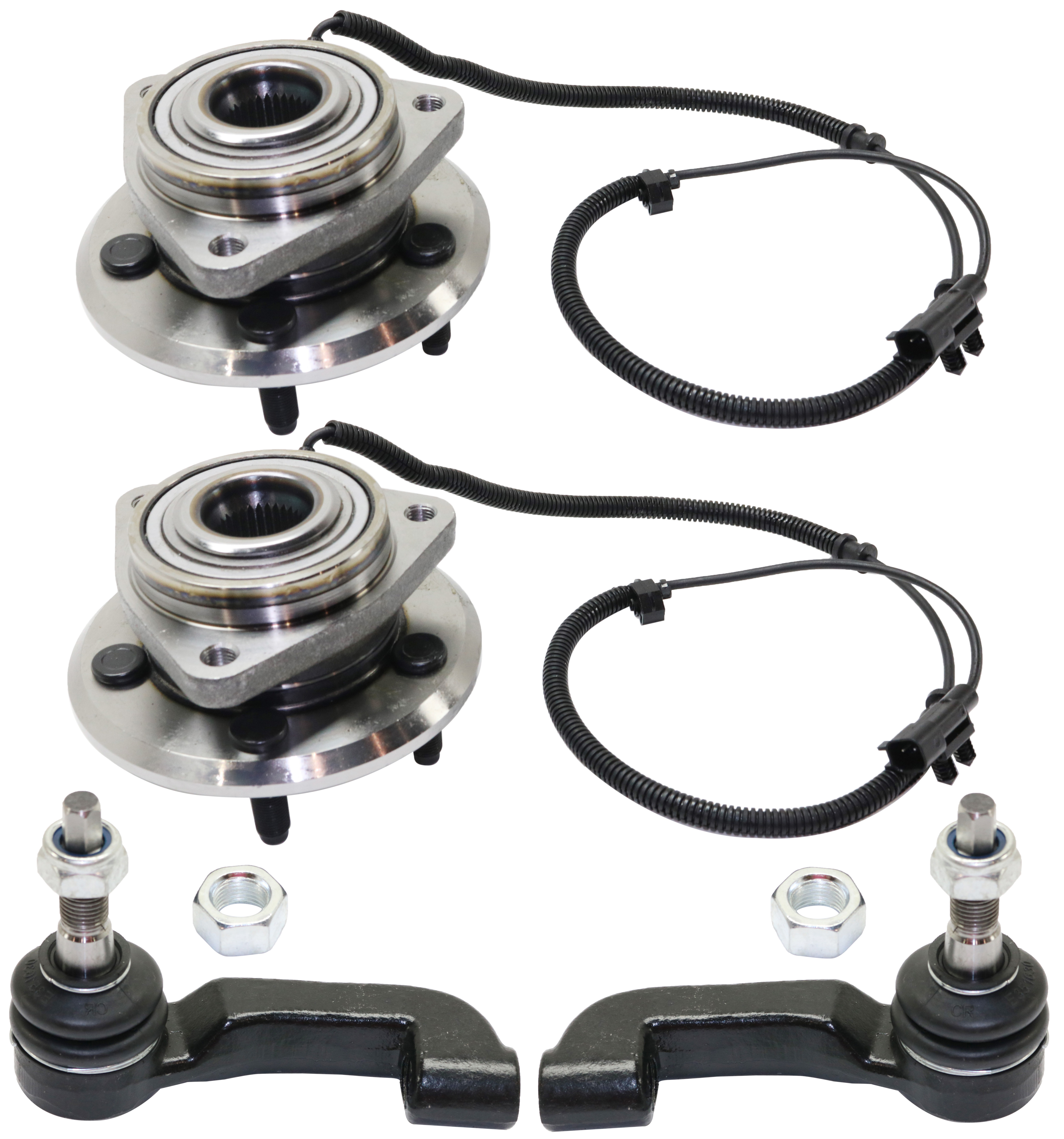 AM NITRO 07-11 LIBERTY 08-12 FRONT SUSPENSION KIT RH AND LH 4 pc kit w Tie Rod Ends and Wheel Hubs SKU KIT 091917-60 OEM 52125367AA 52125366AA 52109947