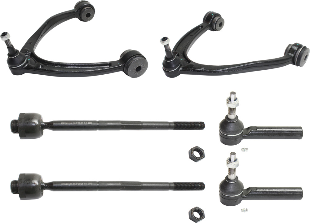 AM ESCALADE TAHOE YUKON 07-14 FRONT CONTROL ARM KIT RH AND LH Upper w ball joint s 6 pc Kit with Tie Rod End SKU KIT 091918-44 OEM 15096197-25812725-15096198-258
