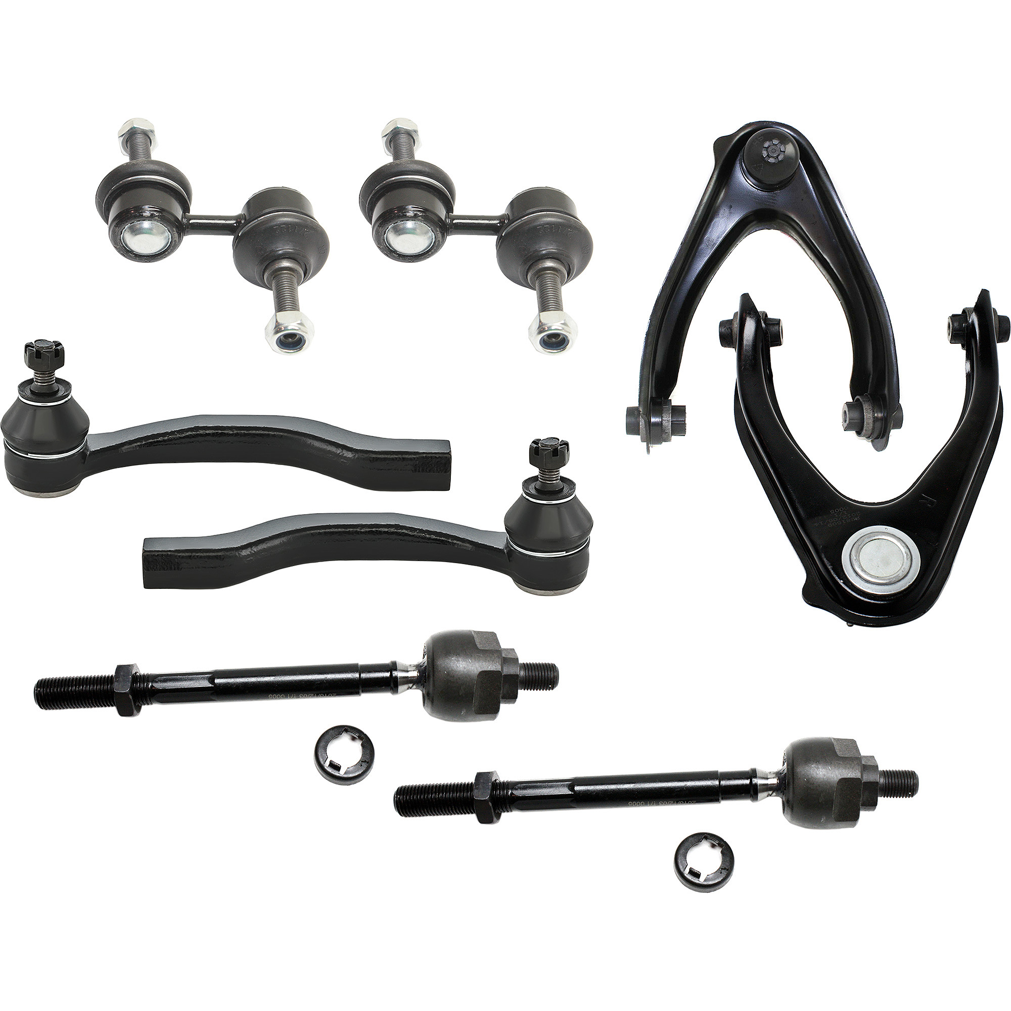 AM CR V 97-01 FRONT CONTROL ARM KIT RH AND LH Upper 8 pc Kit with Sway Bar Links and Tie Rod Ends SKU KIT 092017-17 OEM 51460S10020-51450S10020-18408