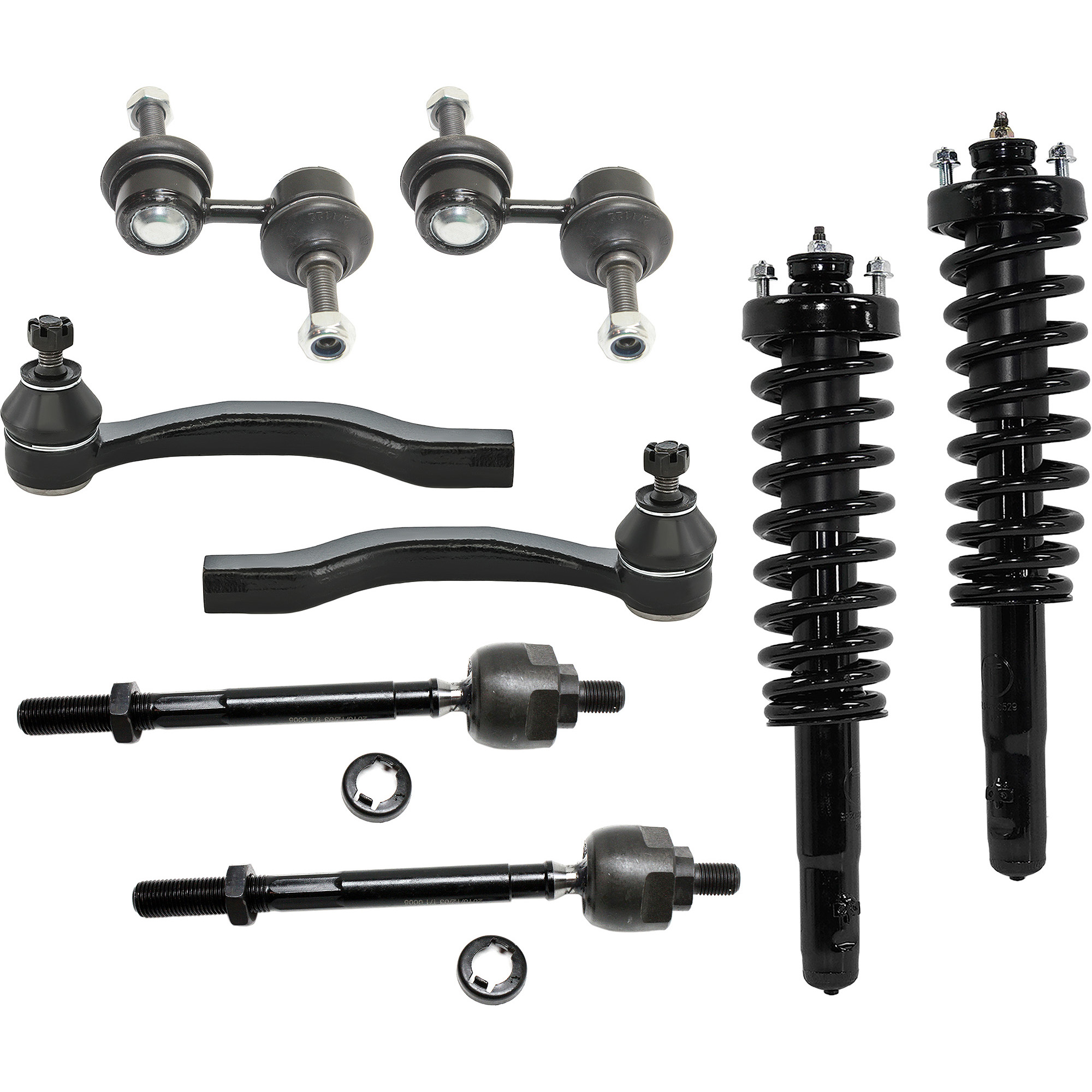 AM CR V 97-01 FRONT SUSPENSION KIT 8 pc Kit with Loaded Strut Sway Bar Links and Tie Rod Ends SKU KIT 092017-32 OEM 51601S10A22-51602S10A22-18408