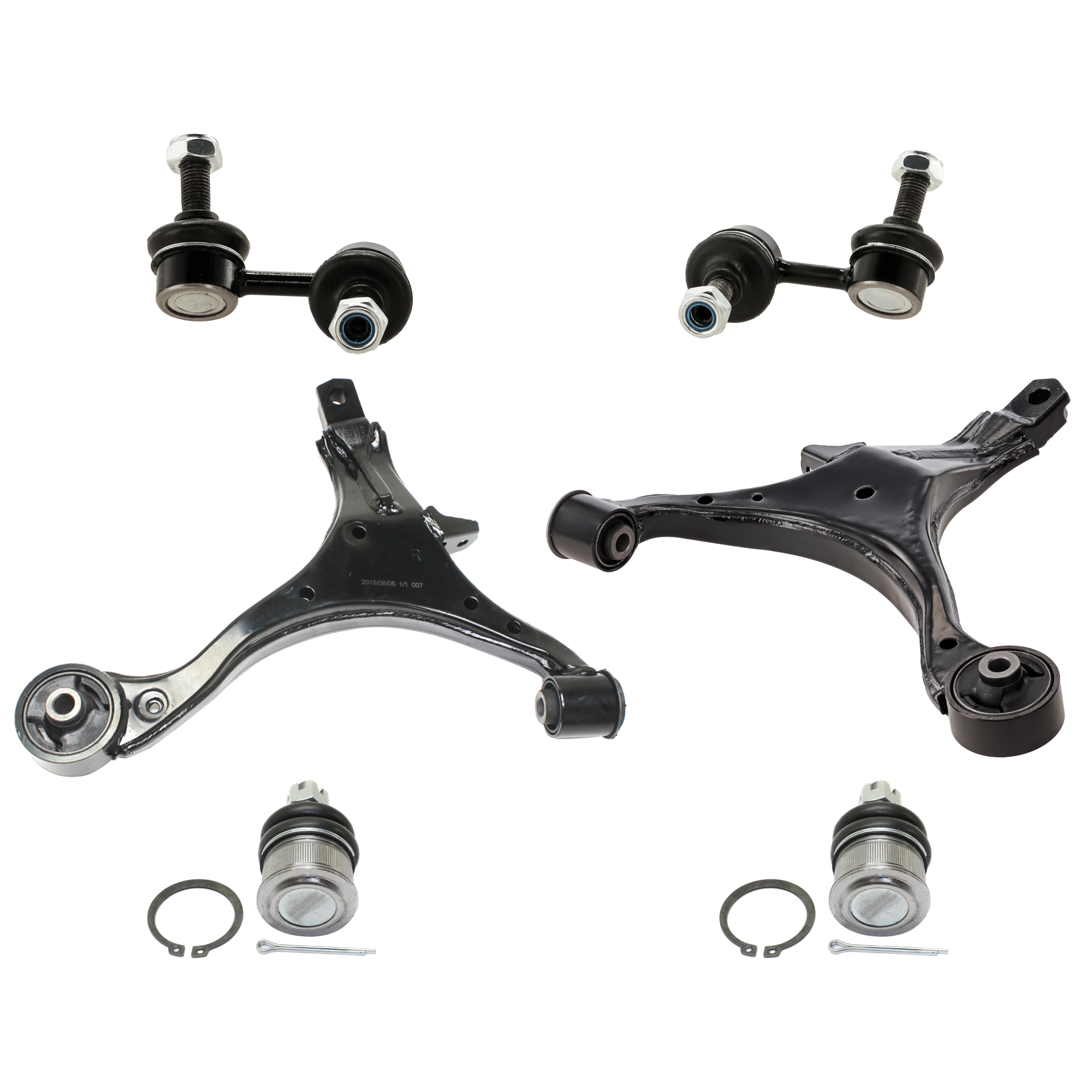 AM CR V 02-06 FRONT CONTROL ARM KIT RH AND LH Lower w ball joint s 6 pc Kit with Ball Joint and Sway Bar Link SKU KIT 092017-52 OEM 2601661-5051369-10480223-45D23