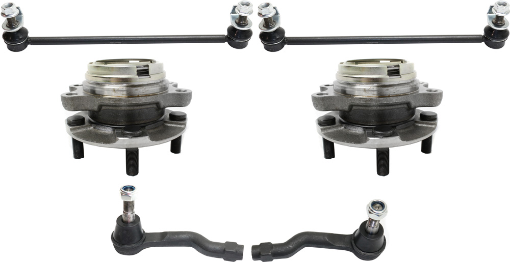 AM FX35 FX45-03-08 FRONT SUSPENSION KIT RH AND LH 6 pc kit with Sway Bar Links Tie Rod Ends and Wheel Hubs SKU KIT 092017-70 OEM 1017825-2653003-5451717-187502