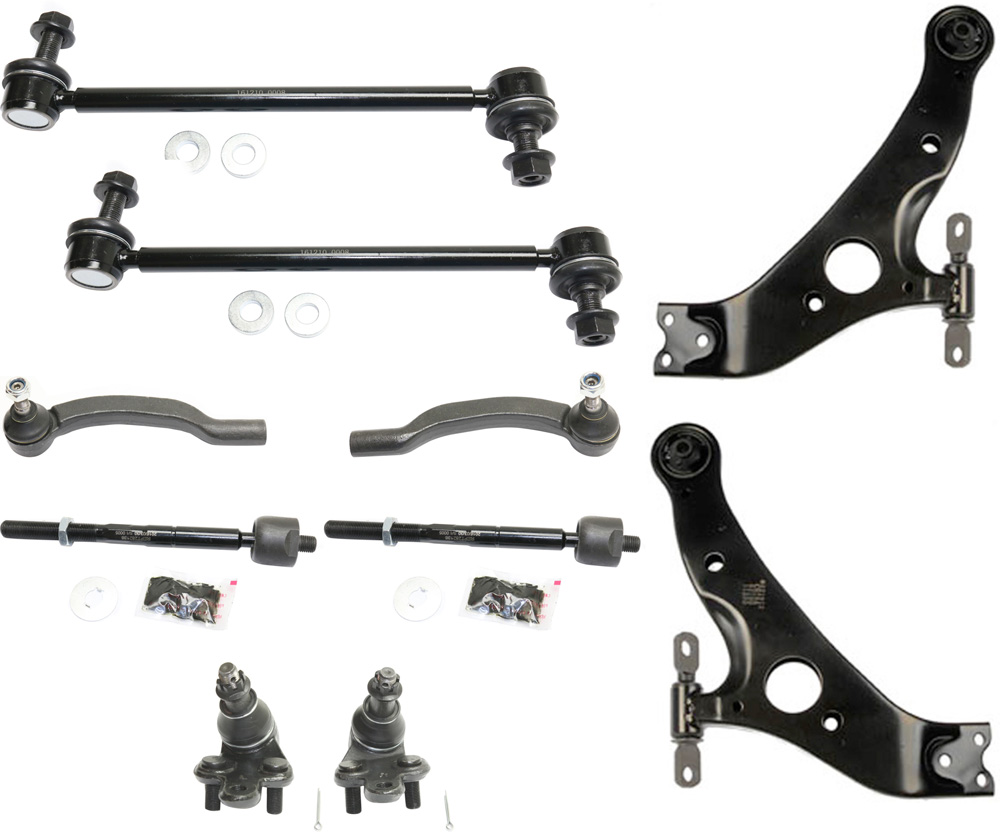 AM SIENNA 04-10 FRONT CONTROL ARM KIT RH AND LH Lower 10 pc kit with Ball Joints Sway Bar Links and Tie Rod Ends SKU KIT 092017-86 Partslink TO4522102 OEM 104-307-101-488-326-000-000-000-000