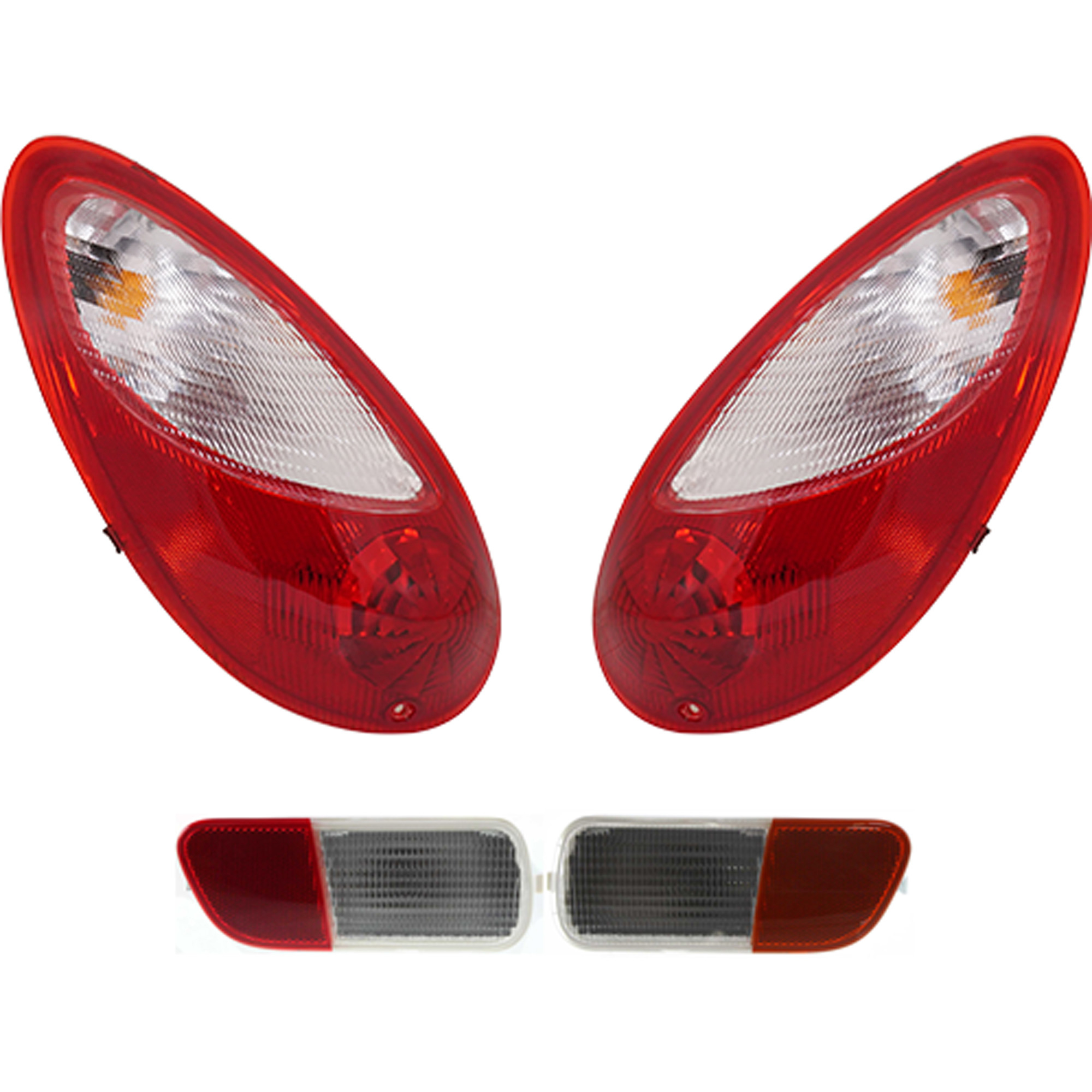 AM PT CRUISER 06-10 TAIL LAMP RH AND LH 4 pc Kit with Back Up Light SKU KIT 092117-06 Partslink CH2819109 CH2818108 CH2882102 CH2883102 OEM 5116222AB 5116223AB 5116069AD