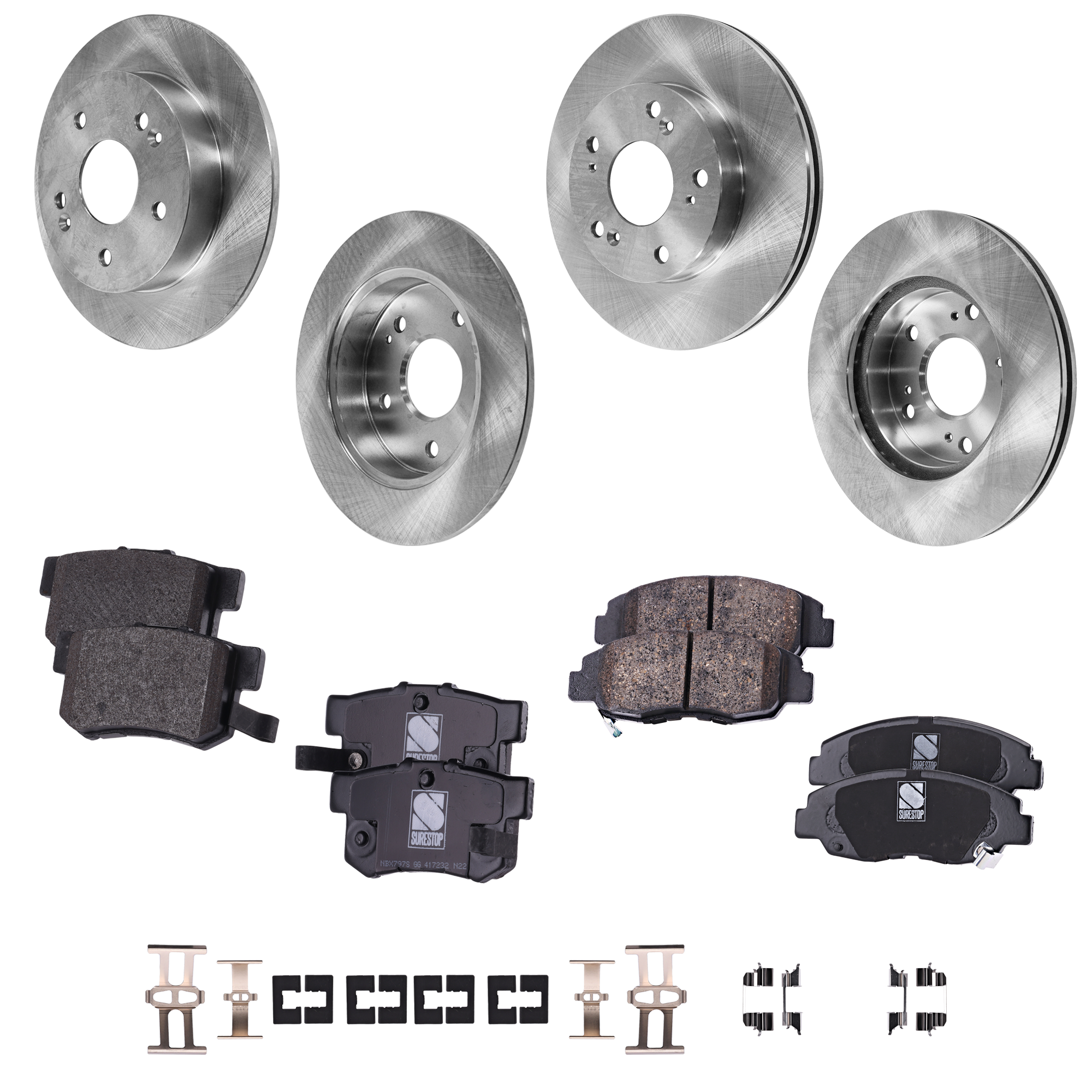 AM CIVIC 06-11 FRONT AND REAR BRAKE DISC AND PAD KIT 8 pc kit SKU KIT 092222-01 OEM 42510S30A00-45251S6M000-4525