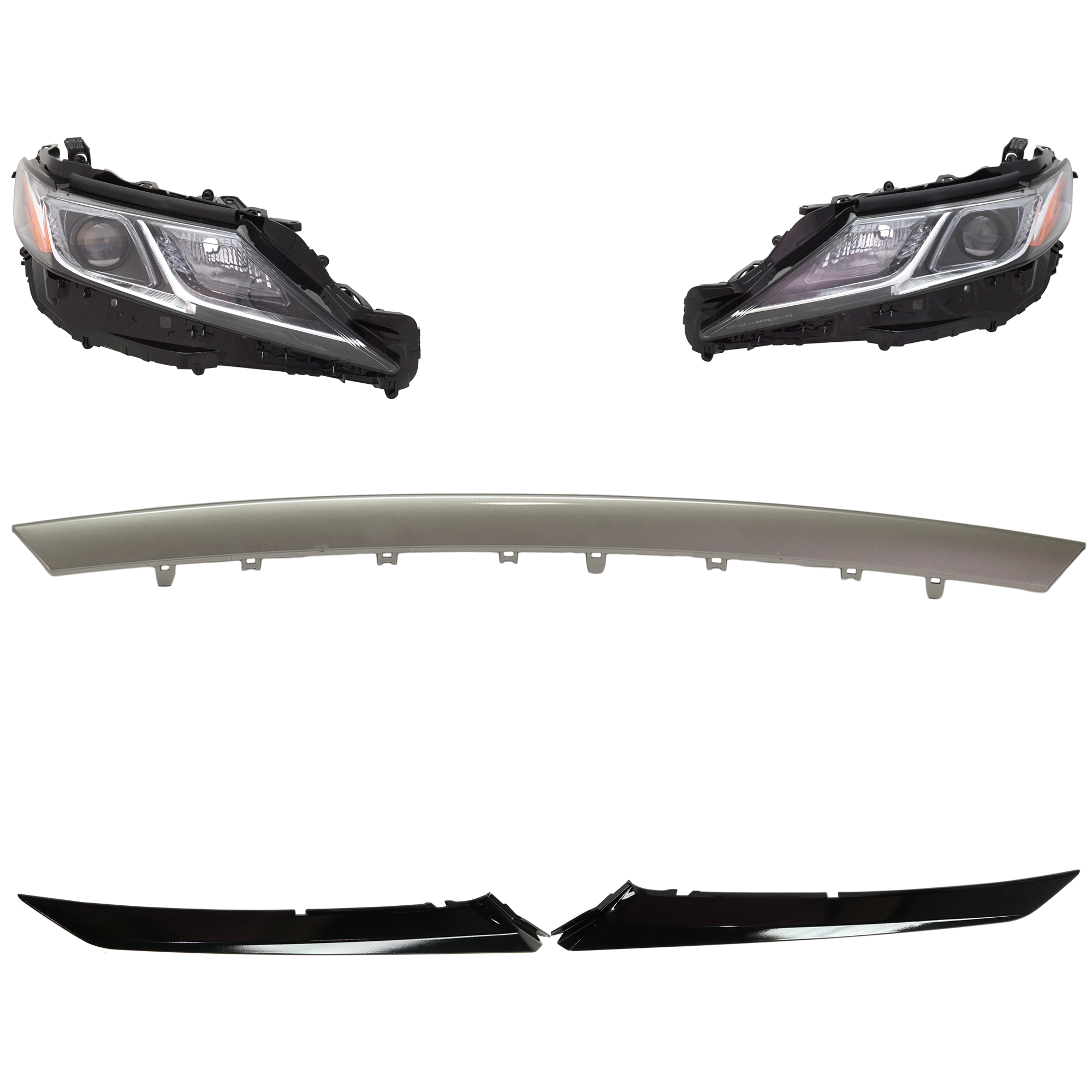 AM CAMRY 18-18 HEAD LAMP RH AND LH 5 pc kit Assembly LED with Bumper Trim SKU KIT 092223-10 Partslink TO2518194 TO2519194 TO1044121 TO1047106 TO1046106 OEM 8113033D40-8117033D00-53122060
