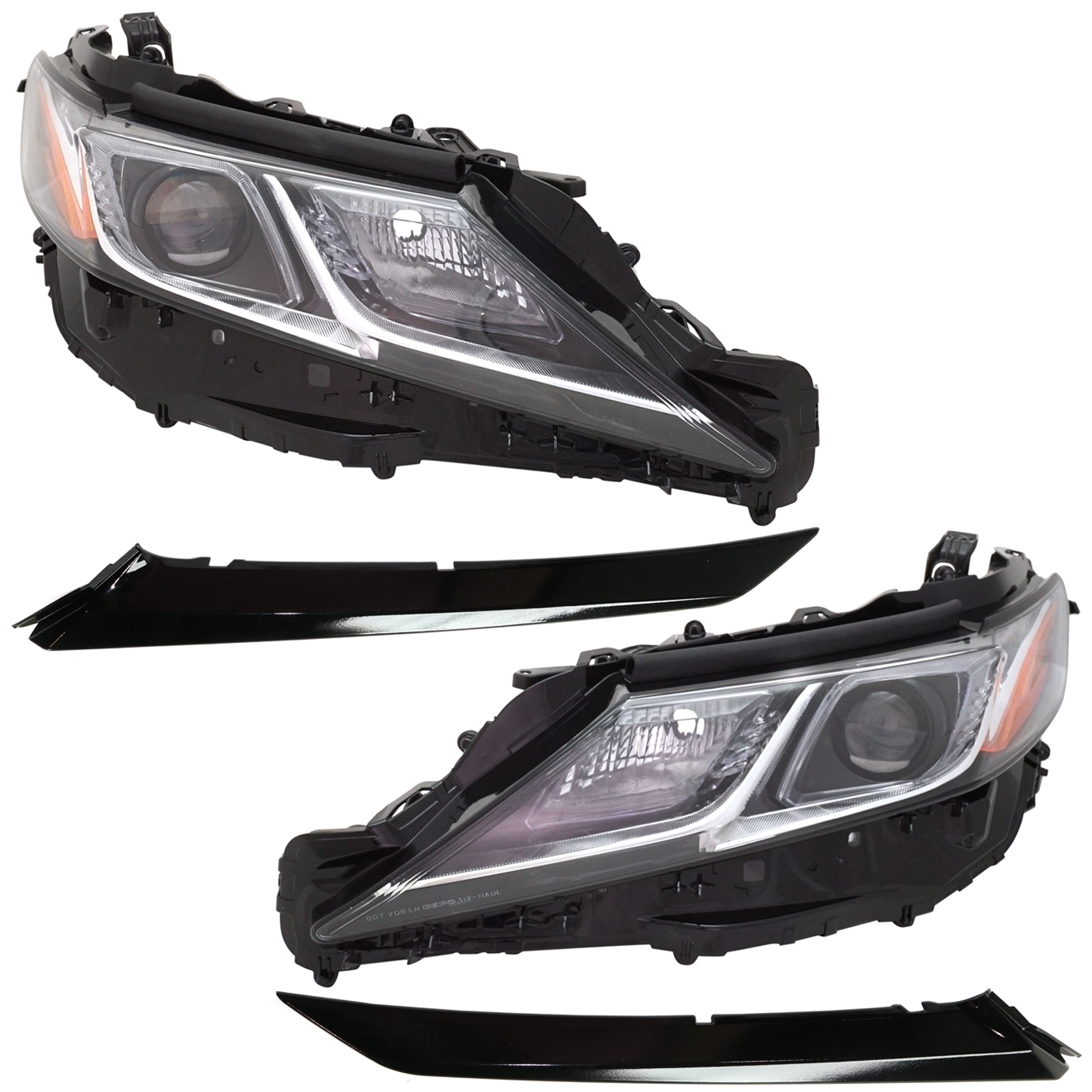 AM CAMRY 18-18 HEAD LAMP RH AND LH 4 pc kit Assembly LED with Bumper Trim SKU KIT 092223-27 Partslink TO2518194 TO2519194 TO1047106 TO1046106 OEM 8113033D40-8117033D00-52712061