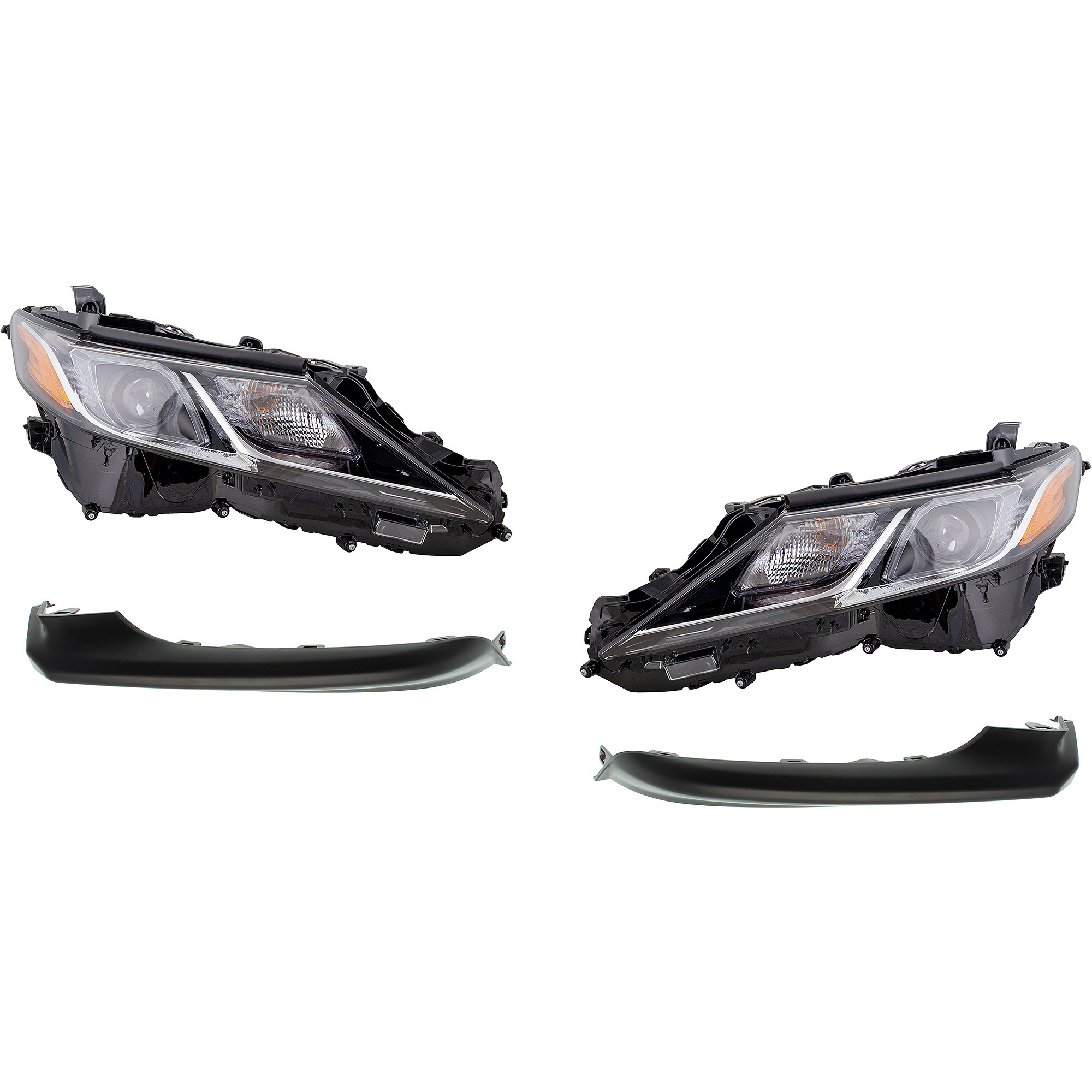 AM CAMRY 18-19 HEAD LAMP RH AND LH 4 pc kit Assembly LED with Bumper Trim SKU KIT 092223-32 Partslink TO2502255 TO2503255 TO1047103 TO1046103 OEM 8111006C40-8115006C40-53123330