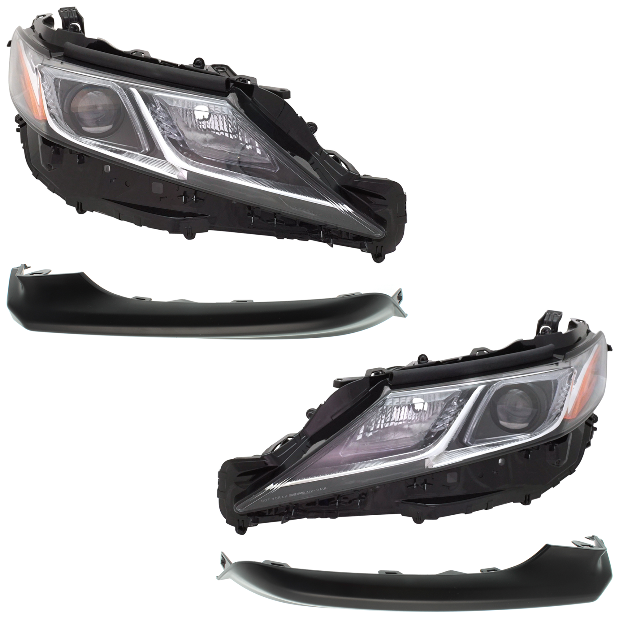 AM CAMRY 18-18 HEAD LAMP RH AND LH 4 pc kit Assembly LED with Bumper Trim SKU KIT 092223-33 Partslink TO2518194 TO2519194 TO1047103 TO1046103 OEM 8113033D40-8117033D00-53123330