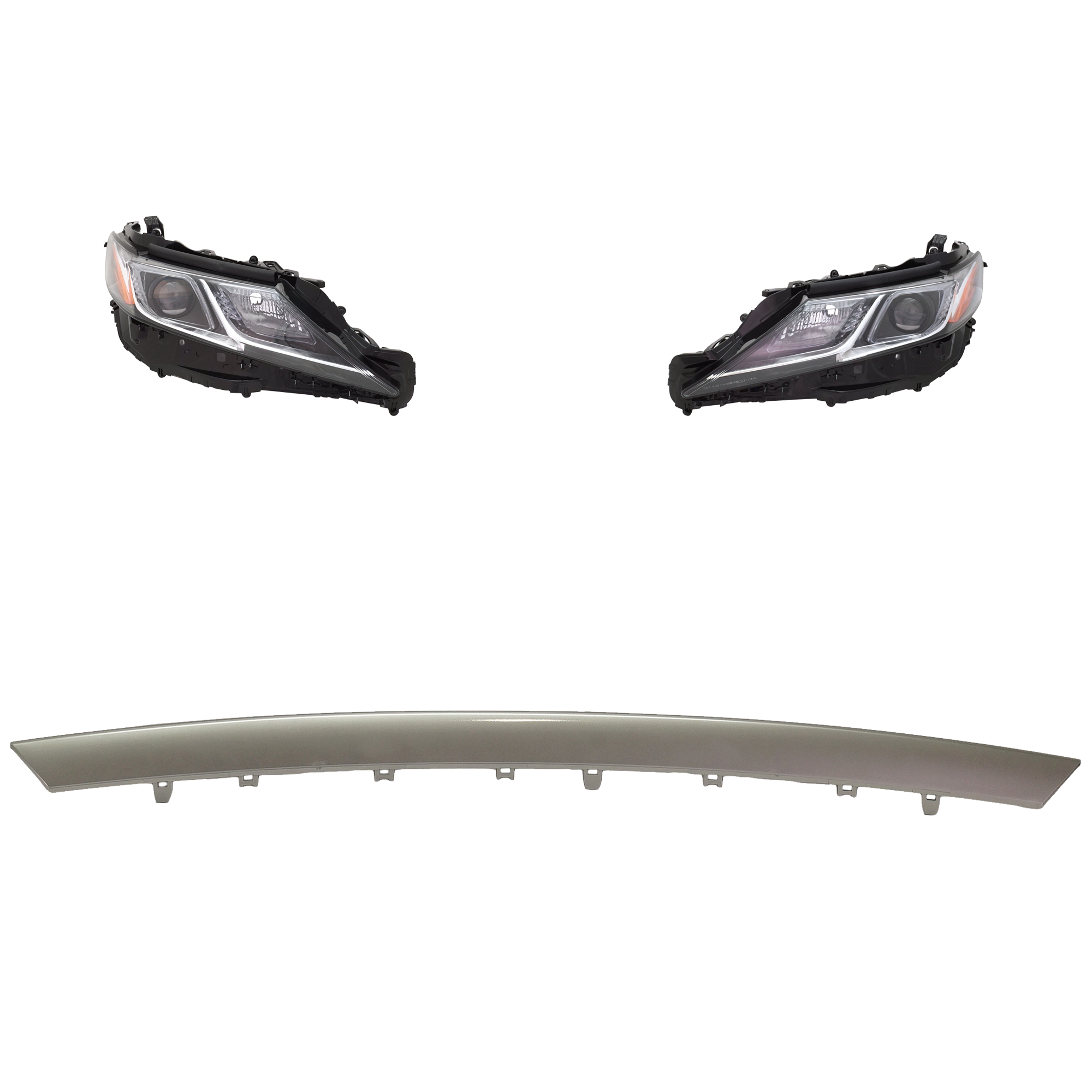 AM CAMRY 18-18 HEAD LAMP RH AND LH 3 pc kit Assembly LED with Bumper Trim SKU KIT 092223-82 Partslink TO2518194 TO2519194 TO1044121 OEM 8113033D40-8117033D00-53122060