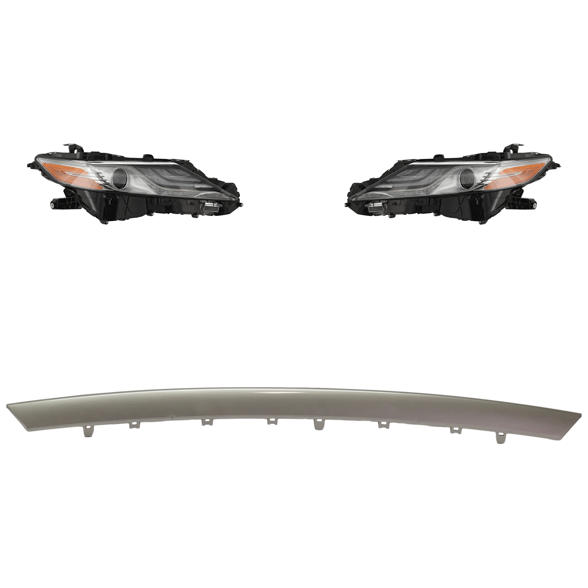 AM CAMRY 19-19 HEAD LAMP RH AND LH 3 pc kit Assembly LED with Bumper Trim SKU KIT 092223-85 Partslink TO2502288 TO2503288 TO1044121 OEM 8111006D81-8115006D81-53122060