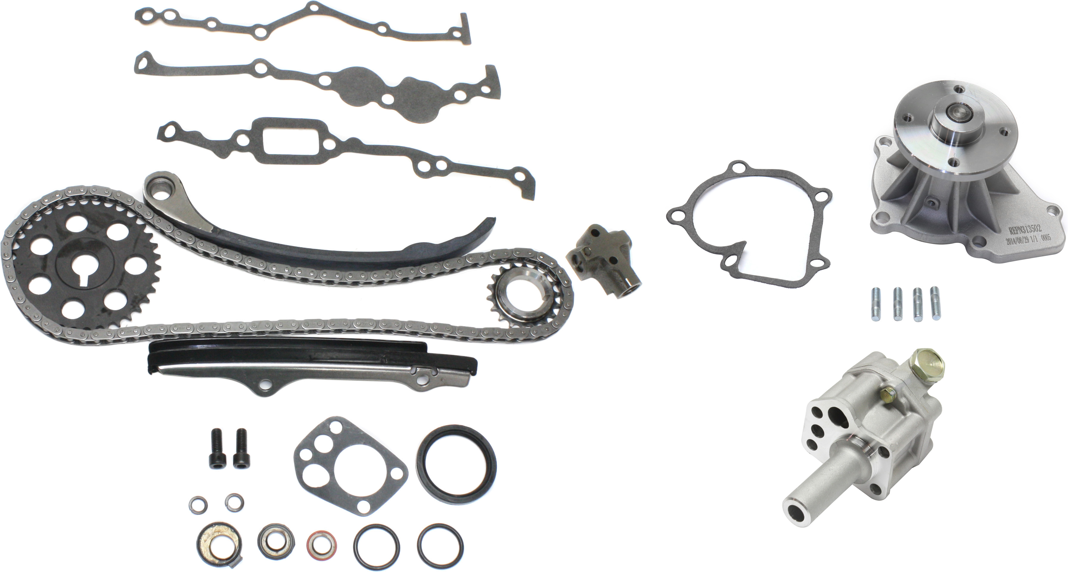 AM 240SX 89-90 D21-90-94 PICKUP 95-97 FRONT TIMING CHAIN KIT 3 pc Kit with Oil Pump and Water Pump SKU KIT 092415-05 OEM 15010V0300-15010S8000-1501040F