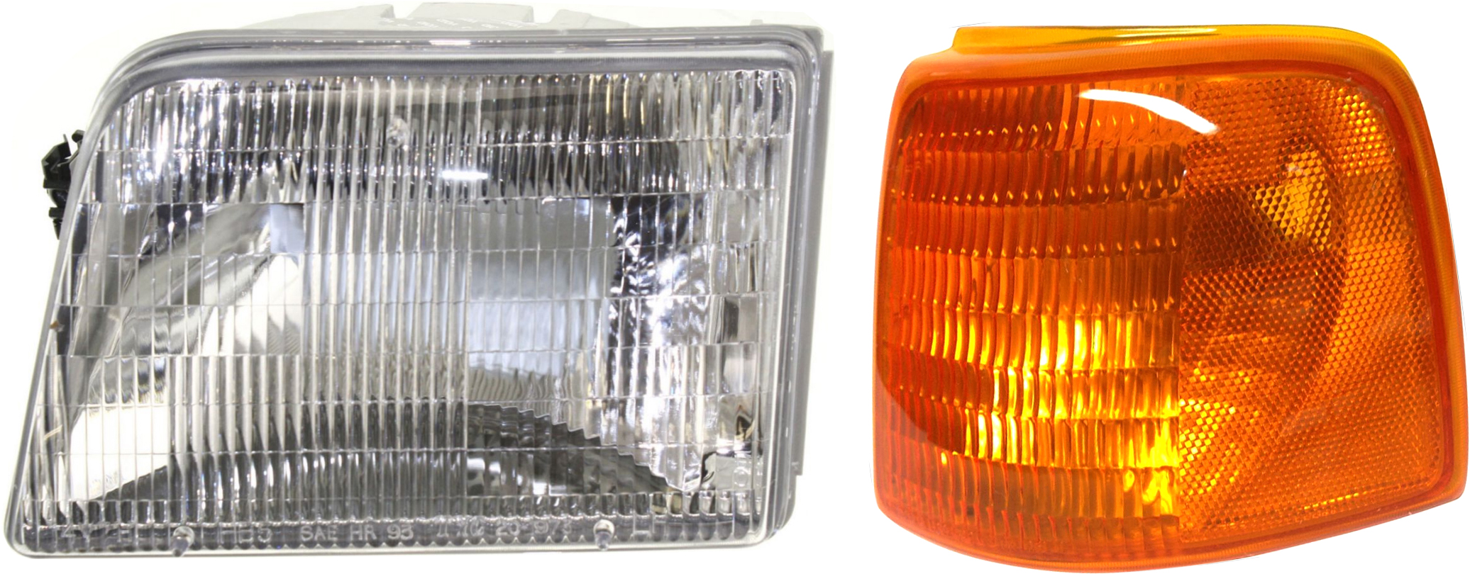 AM RANGER 93-97 HEAD LAMP LH Assembly Halogen 2 pc Kit with Corner Light SKU KIT 092513-02 Partslink FO2502119 FO2520118 OEM F37Z13008B F37Z13201A