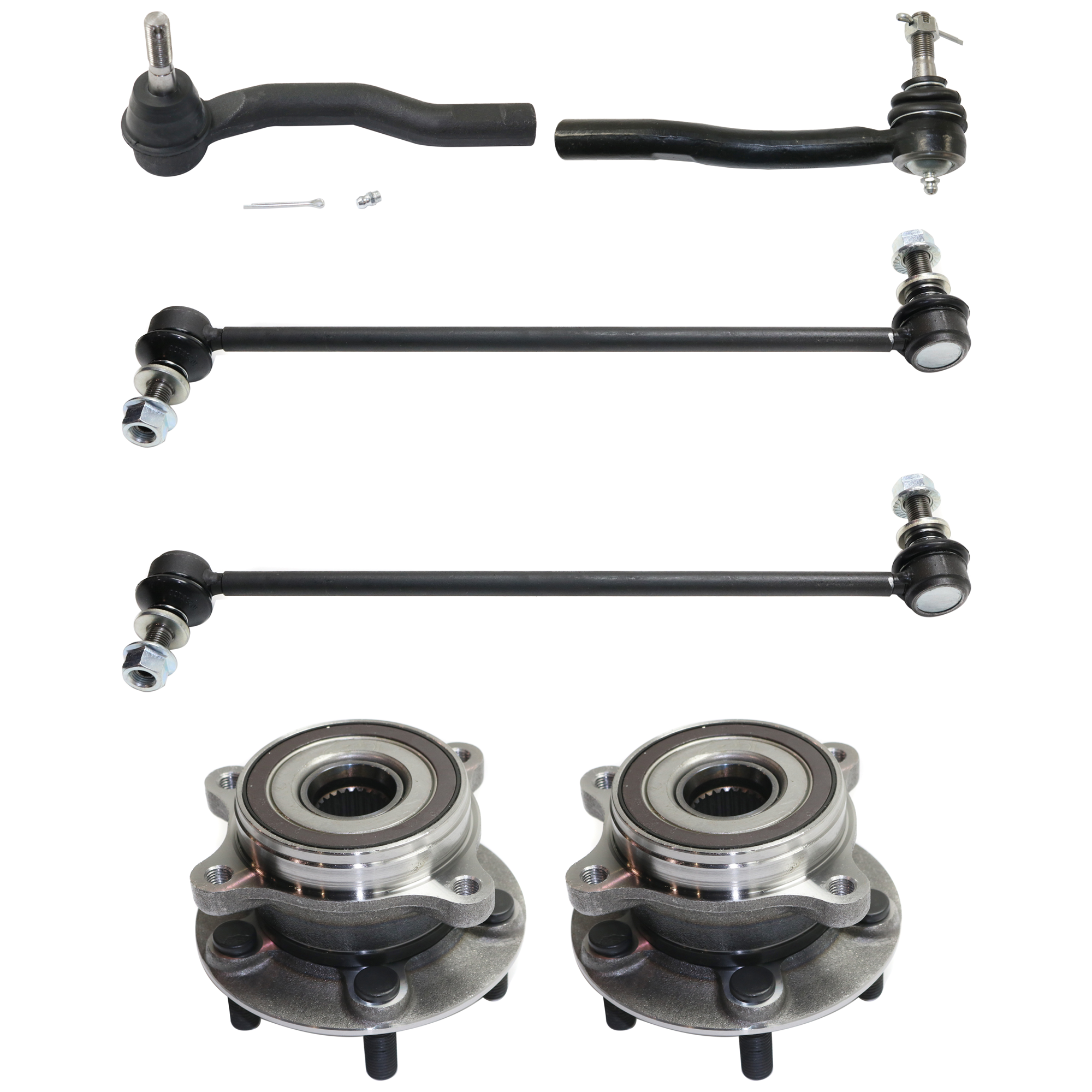 AM PRIUS 10-15 CT200H 11-17 FRONT SUSPENSION KIT RH AND LH 6 pc kit with Sway Bar Links Tie Rod Ends and Wheel Hubs SKU KIT 092617-08 OEM 1015228-2651854-5451646-187500