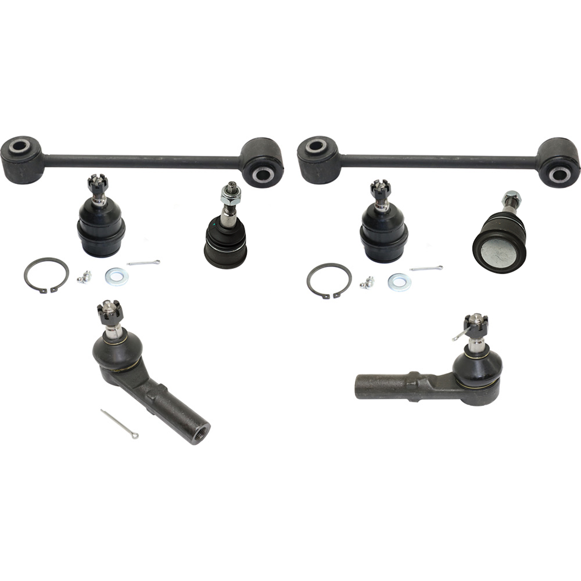 AM GRAND CHEROKEE 05-10 COMMANDER 06-10 FRONT SUSPENSION KIT RH AND LH 8 pc kit w Ball Joints Sway Bar Links and Tie Rod Ends SKU KIT 092617-32 OEM 2601627-5051390-10480629-45D24