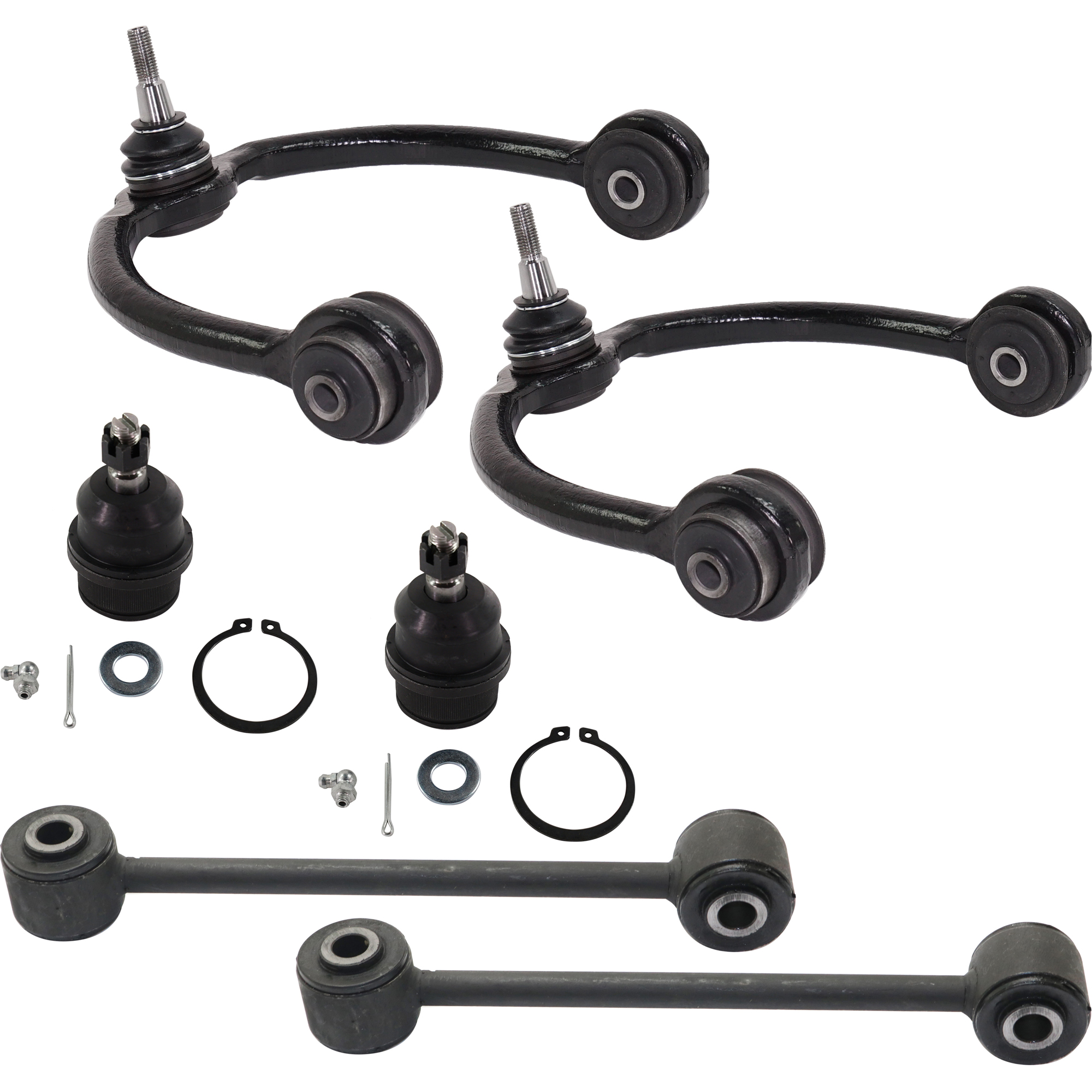 AM GRAND CHEROKEE 05-10 COMMANDER 06-10 FRONT CONTROL ARM KIT RH AND LH Upper w ball joint s 6 pc Kit with Ball Joint and Sway Bar Link SKU KIT 092617-36 OEM 2601627-5051390-10480629-45D24