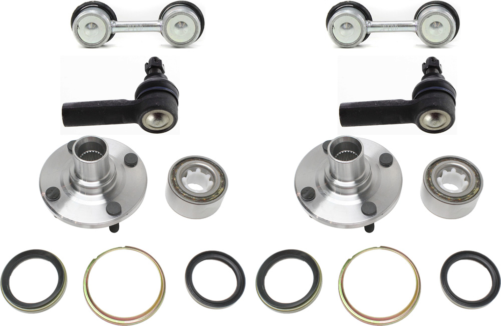 AM COROLLA 93-02 PRIZM 98-02 FRONT SUSPENSION KIT 6 pc Kit with Sway Bar Links Tie Rod Ends and Wheel Hubs SKU KIT 092617-51 OEM 18186-656000-1014873-1014875-2