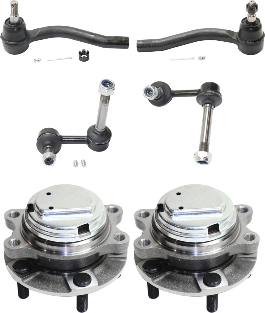 AM NISSAN 370Z 09-18 G35-07-08 FRONT SUSPENSION KIT RH AND LH 6 pc Kit w Sway Bar Links Tie Rod Ends and Wheel Hubs SKU KIT 092617-63 OEM 1017993-45G20756 SL883-5451777