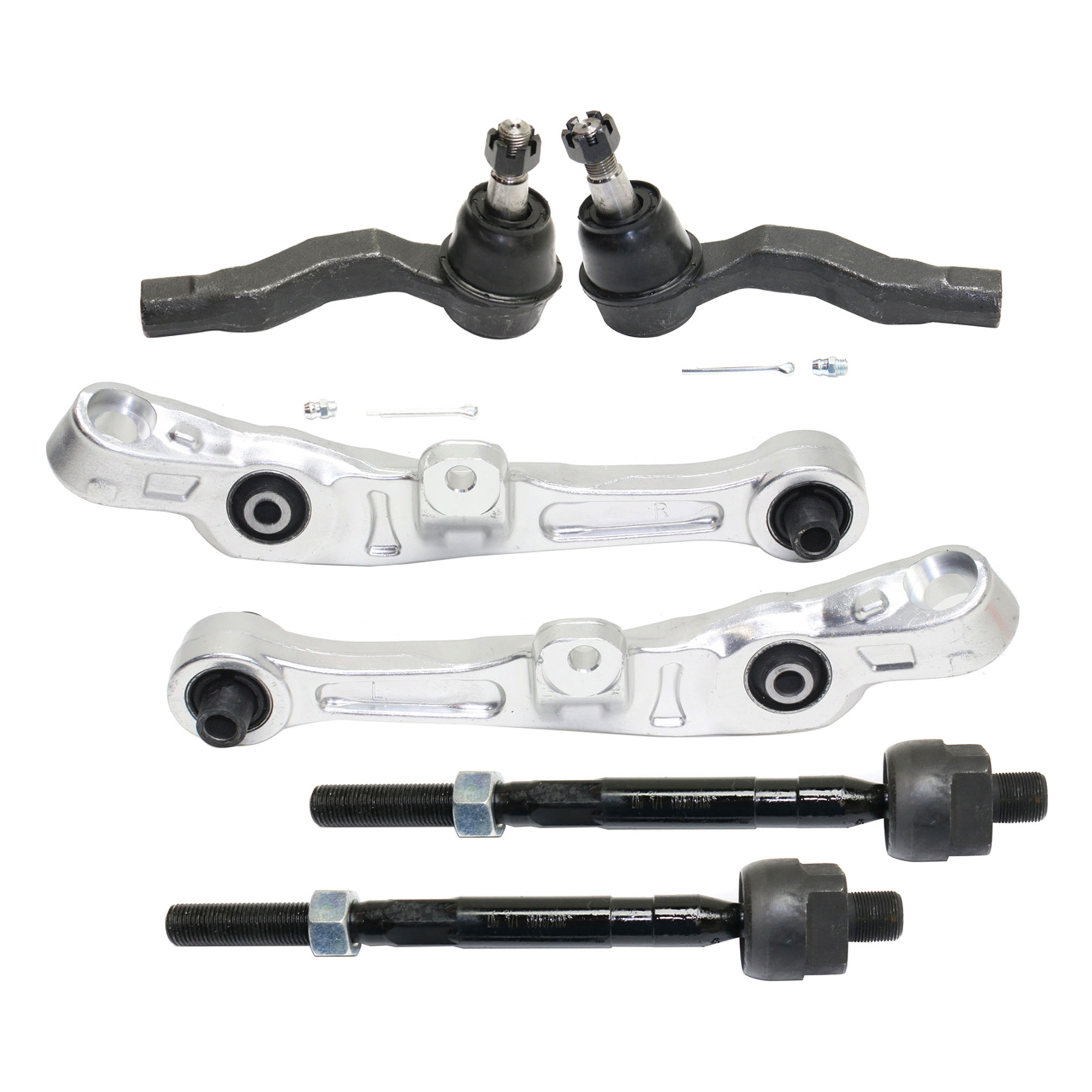 AM G35-350Z 03-04 FRONT SUSPENSION KIT RH AND LH 6 Pc Kit with Control Arms and Tie Rod Ends SKU KIT 092617-78 OEM 54501AM601-54500AM601-1015996