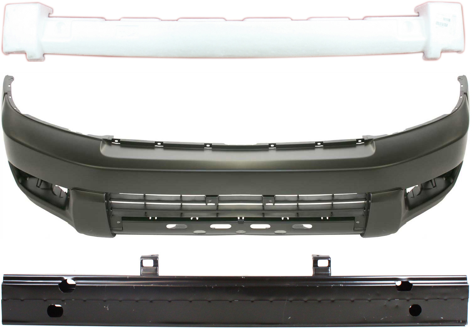 AM 4RUNNER 03-05 FRONT BUMPER COVER 3 pc Kit with Bumper Absorber and Bumper Reinforcement SKU KIT 092716-01 Partslink TO1000260 TO1070149 TO1006190 OEM 5211935901-5261135010-52021350