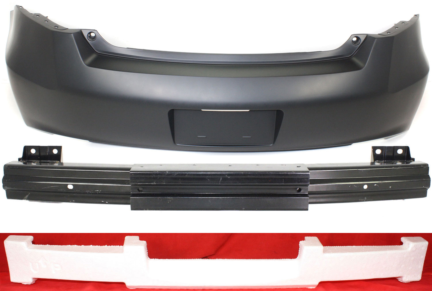 AM ACCORD 08-12 REAR BUMPER COVER 3 pc Kit with Bumper Absorber and Bumper Reinforcement Coupe SKU KIT 092716-05 Partslink HO1100247 HO1170140 HO1106175 OEM 04715TE0A90ZZ 71570TE0A00-7153