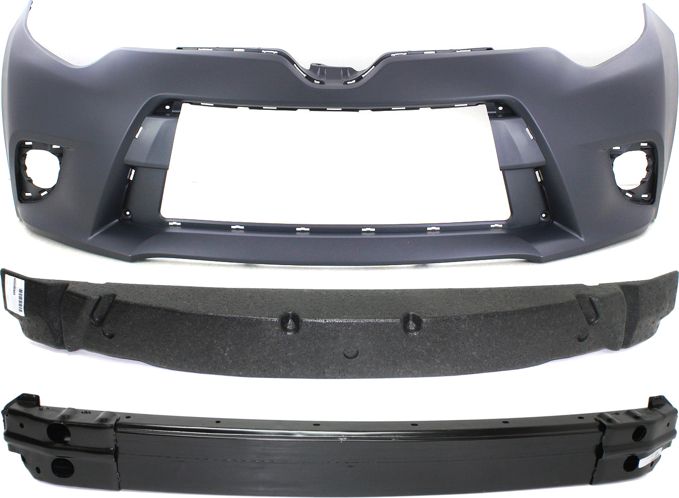 AM COROLLA 14-16 FRONT BUMPER COVER 3 pc Kit Primed CE L LE LE Eco LE Eco Plus 14-14 Models with Bumper Absorber and Bumper Reinforcement SKU KIT 092716-15 Partslink TO1000399 TO1070179 TO1006232 OEM 5211903904-5261102280-52021023