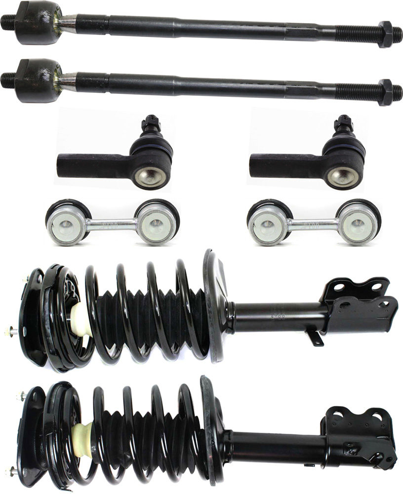 AM COROLLA 93-02 PRIZM 98-02 FRONT SUSPENSION KIT RH AND LH 8 pc kit with Loaded Struts Sway Bar Links and Tie Rod Ends SKU KIT 092717-33 OEM 11151-271952-813752-816058