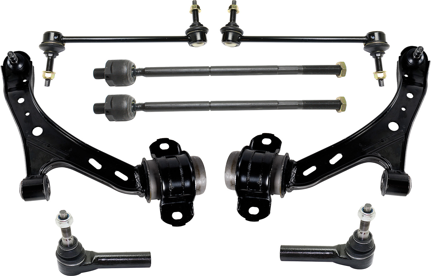 AM MUSTANG 05-10 FRONT CONTROL ARM KIT RH AND LH Upper w ball joint s 8 pc Kit with Sway Bar Link and Tie Rod End SKU KIT 092717-48 OEM 7R3Z3079A 6R3Z3079AA 4R3Z3079B