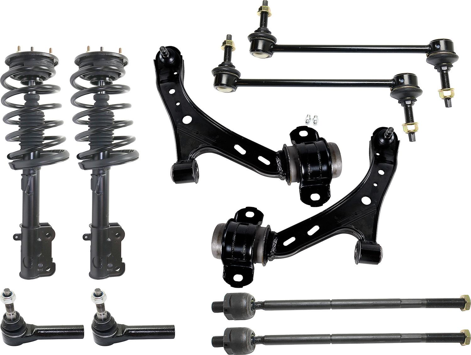 AM MUSTANG 05-10 FRONT CONTROL ARM KIT RH AND LH Lower w ball joint s 10 pc Kit with Shock Absorber and Strut Assembly Sway Bar Link Tie Rod End SKU KIT 092717-51 OEM 7R3Z3079A 6R3Z3079AA 4R3Z307