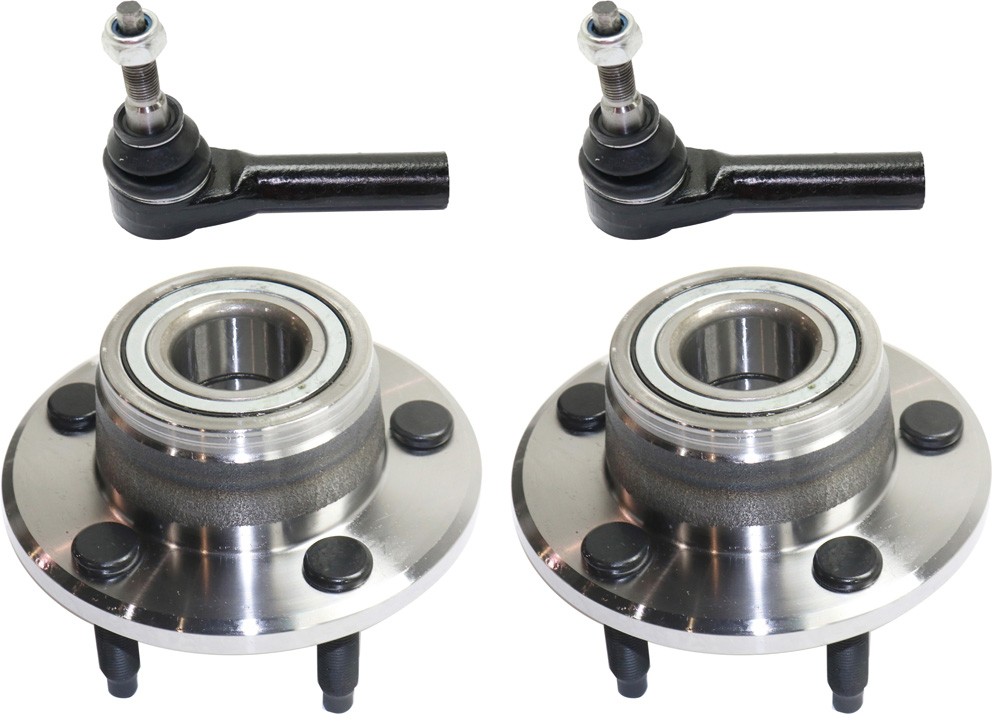 AM MUSTANG 05-09 FRONT HUB ASSEMBLY RH AND LH 4 pc Kit with Tie Rod Ends SKU KIT 092717-57 OEM 713222-4R332C300AA 4R332C300AB