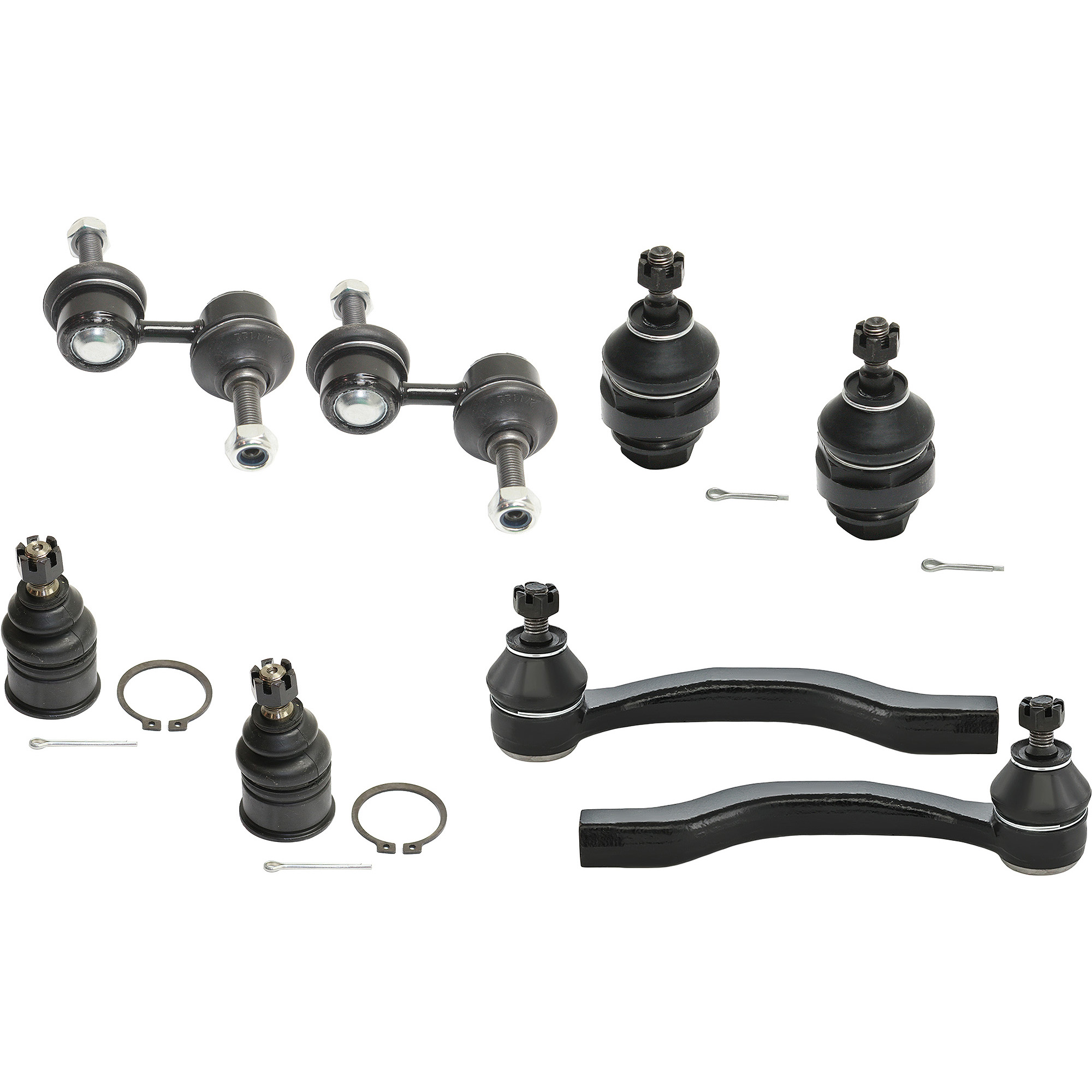 AM CIVIC 99-00 CR V 97-01 FRONT SUSPENSION KIT 8 pc kit w Ball Joints Sway Bar Links and Tie Rod Ends SKU KIT 092717-73 OEM 104216-254007-1014786-2601427