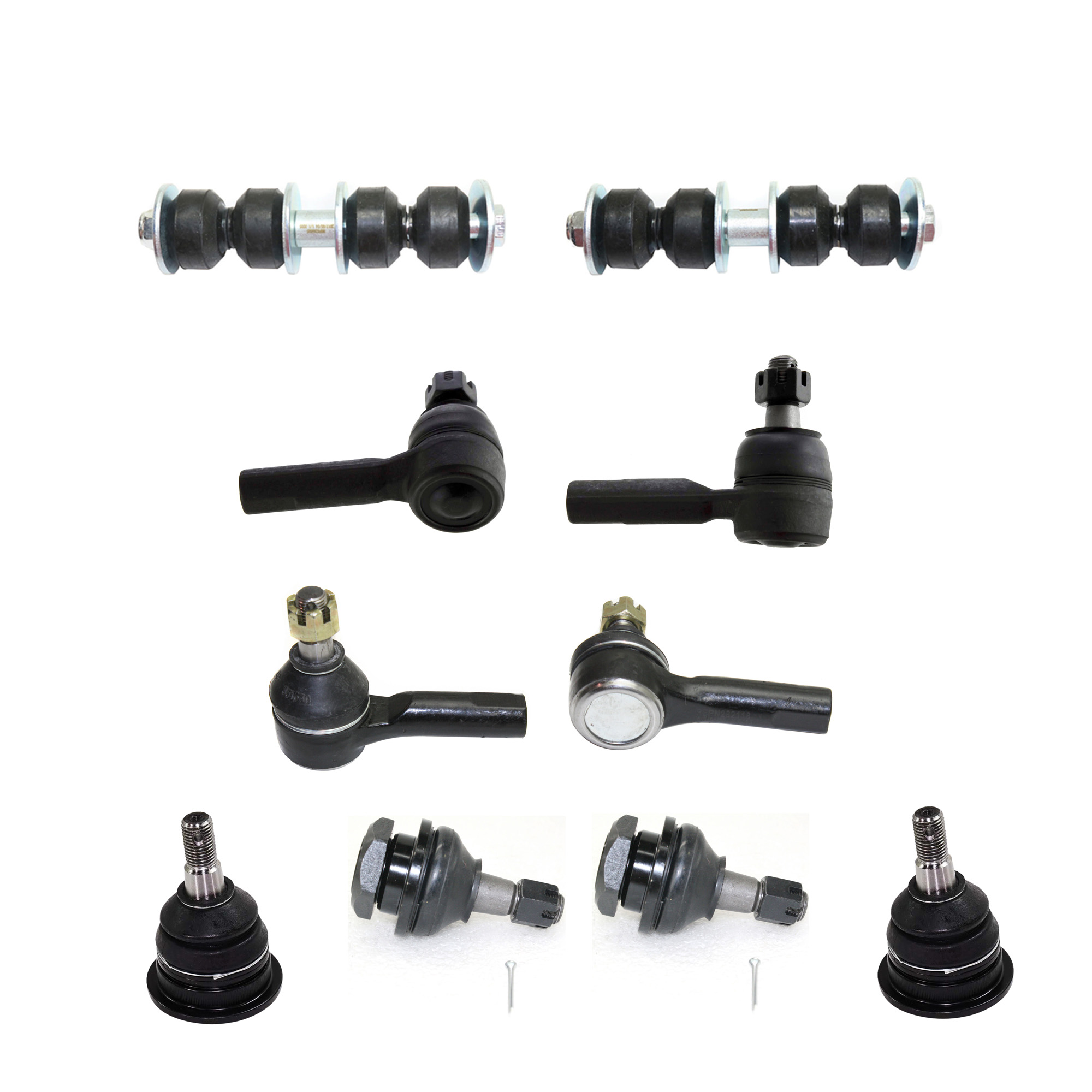 AM FRONTIER 98-04 FRONT SUSPENSION KIT RH AND LH 10 pc kit with Ball Joint Sway Bar Link and Tie Rod End SKU KIT 092717-77 OEM 104364-2601595-5001120-45D0