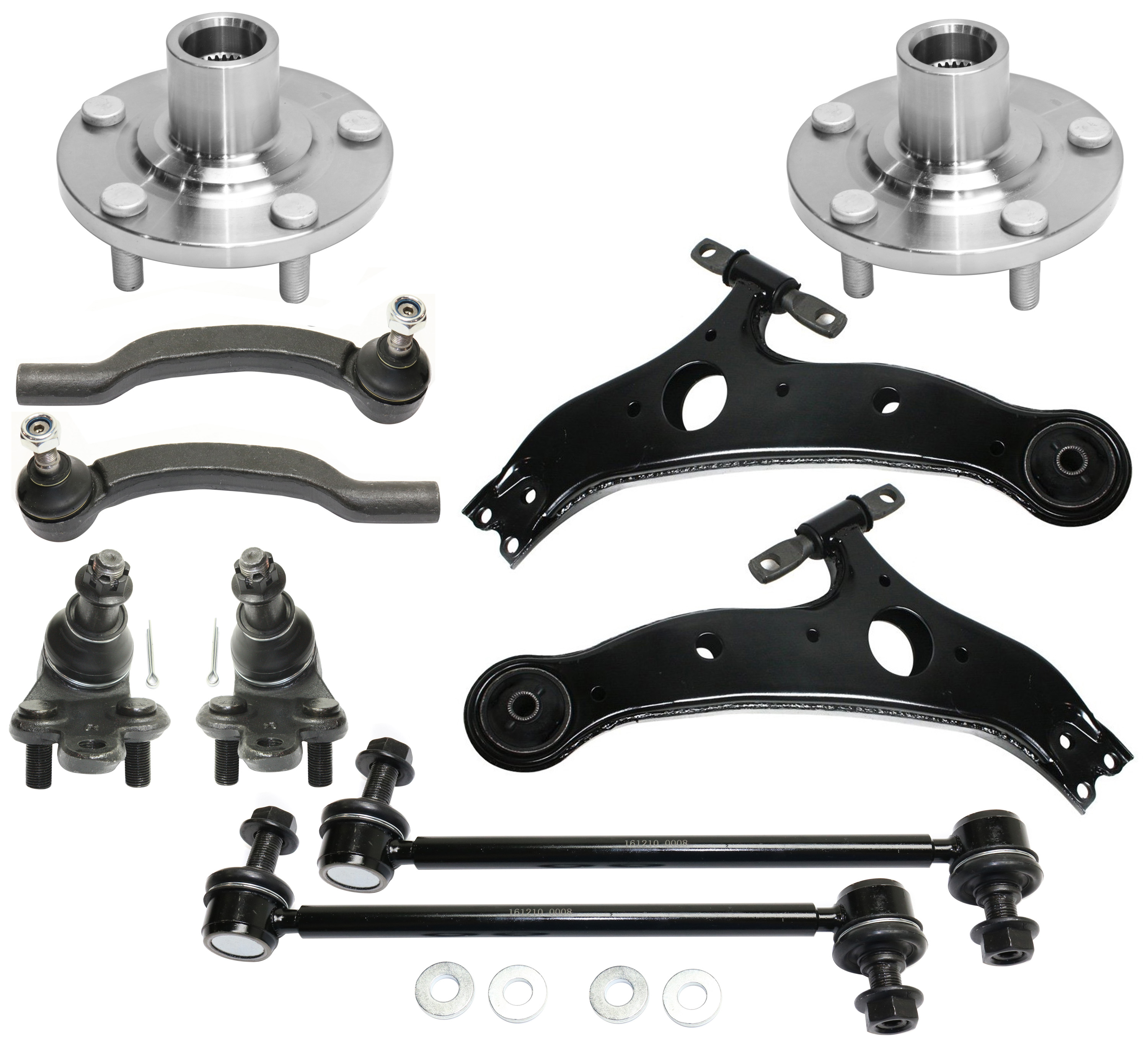 AM SIENNA 04-10 FRONT CONTROL ARM KIT RH AND LH Lower w ball joint s 10 pc Kit with Wheel Hub Tie Rod End Ball Joint Sway Bar Link SKU KIT 092717-93 OEM 104307-1014883-2601570-5051
