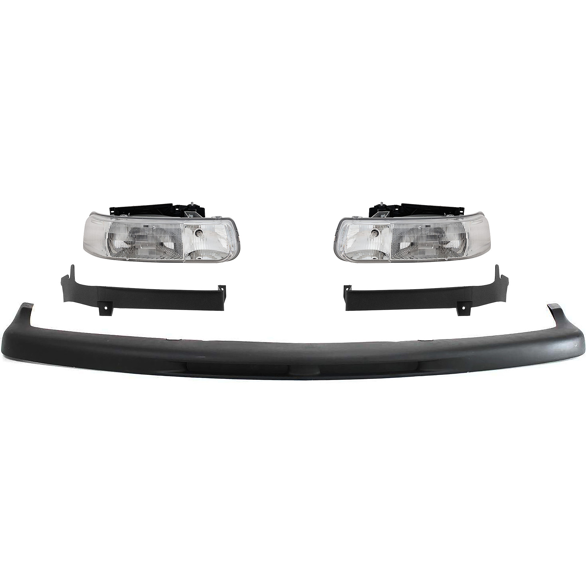 AM SUBURBAN 1500 TAHOE 00-06 HEAD LAMP RH AND LH 5 pc kit Assembly Halogen with Bumper Trim SKU KIT 092723-06 Partslink GM2502187 GM2503187 GM1051103 GM1089166 GM1088166 OEM 16526133-16526134-15050703-150