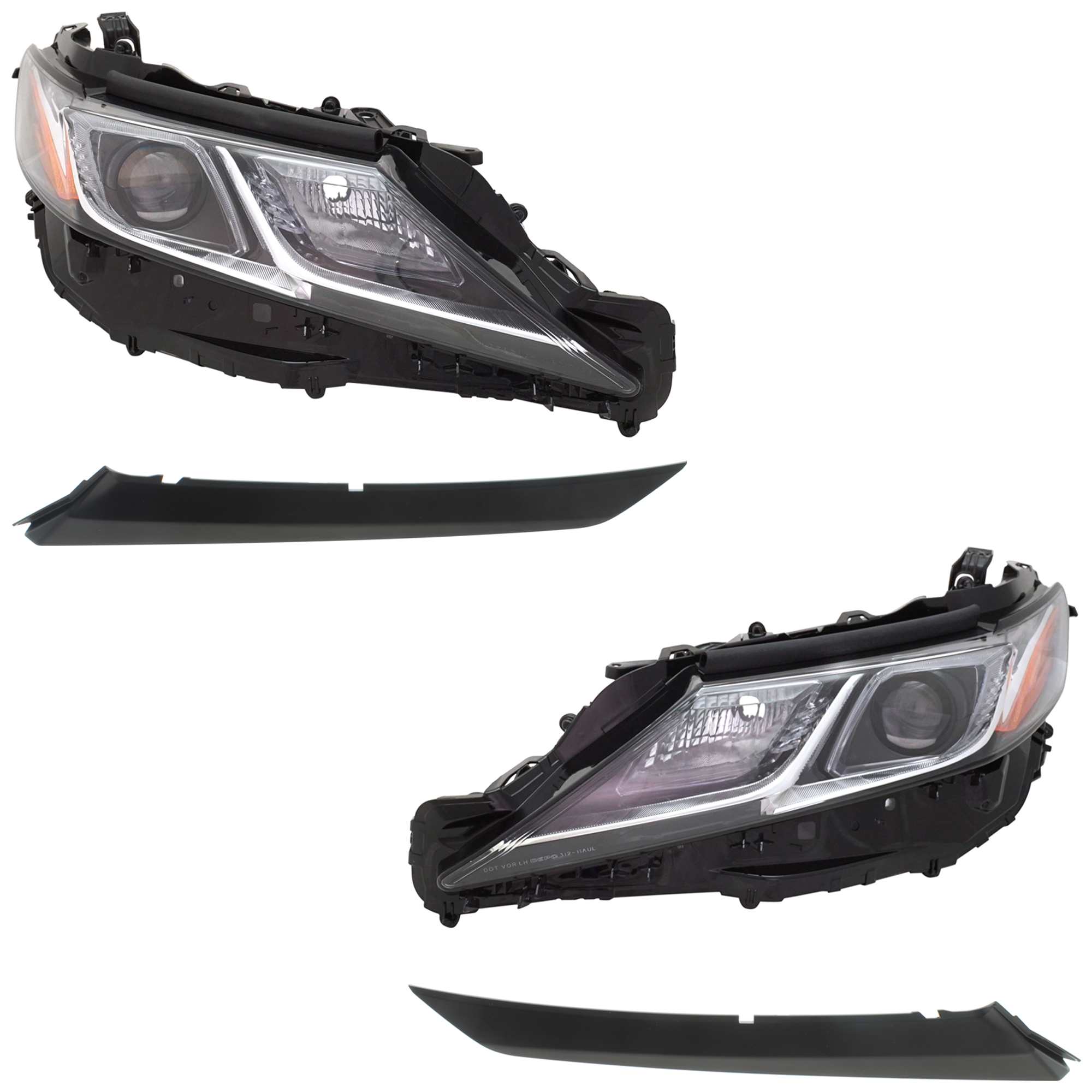 AM CAMRY 18-18 HEAD LAMP RH AND LH 4 pc kit Assembly LED with Bumper Trim SKU KIT 092723-107 Partslink TO2518194 TO2519194 TO1047104 TO1046104 OEM 8113033D40-8117033D00-52712330