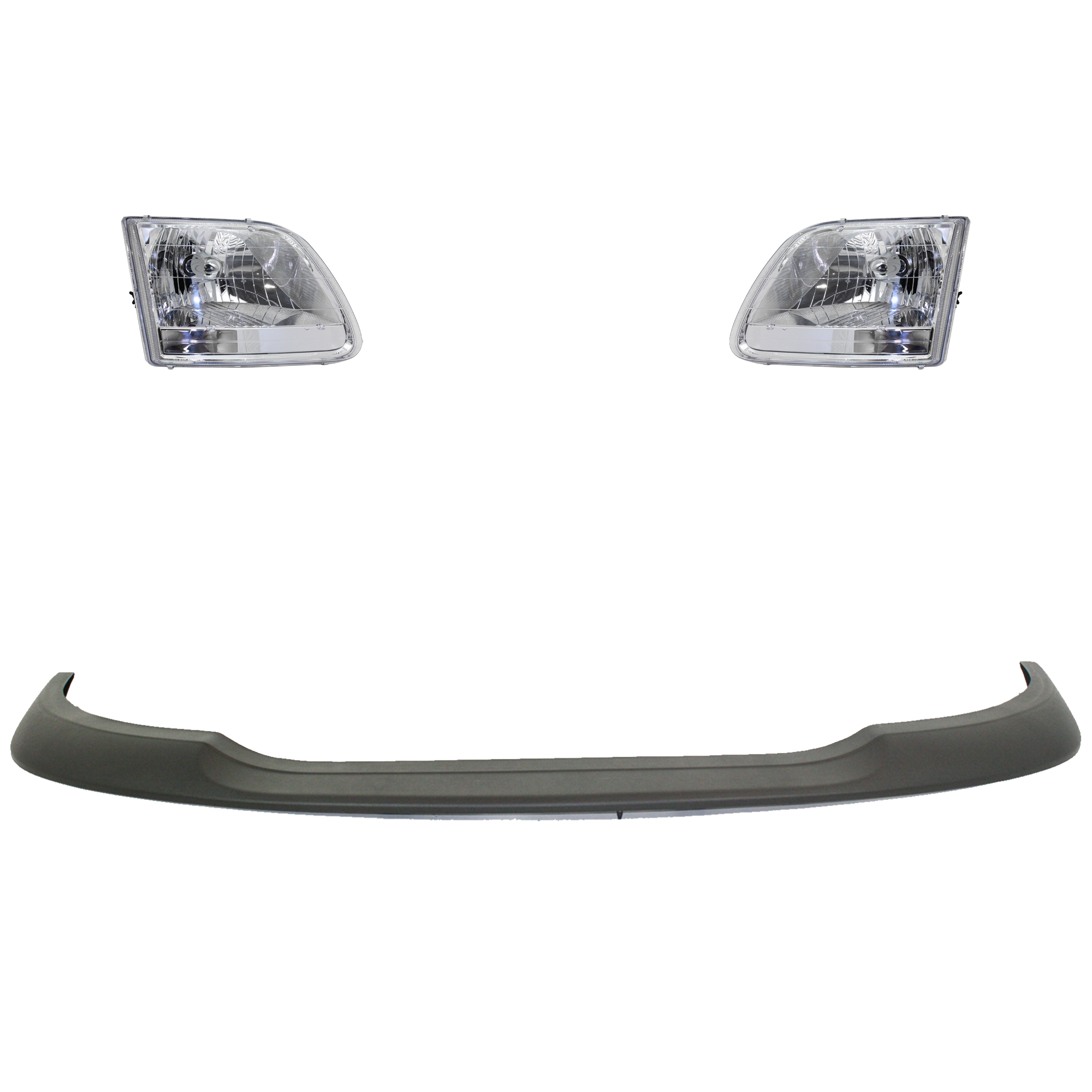 AM F 150-01-03 F 150 HERITAGE 04-04 HEAD LAMP RH AND LH 4 pc kit Assembly Halogen with Bumper Trim SKU KIT 092723-114 Partslink FO2502211 FO2503211 FO1057288 OEM 3L3Z13008GA 3L3Z13008HA XL3Z17