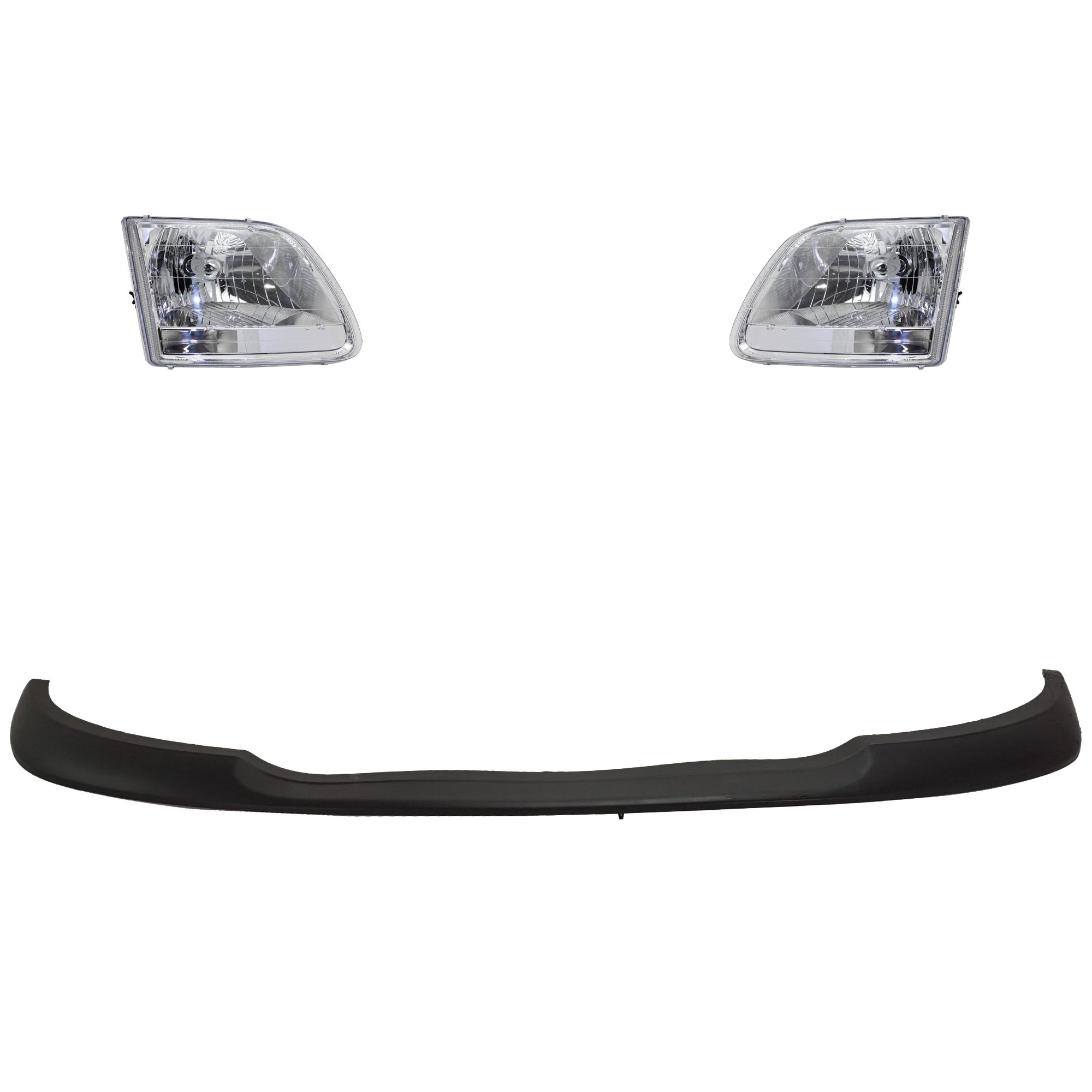 AM F 150-01-03 F 150 HERITAGE 04-04 HEAD LAMP RH AND LH 4 pc kit Assembly Halogen with Bumper Trim SKU KIT 092723-115 Partslink FO2502211 FO2503211 FO1057282 OEM 3L3Z13008GA 3L3Z13008HA 3L3Z17