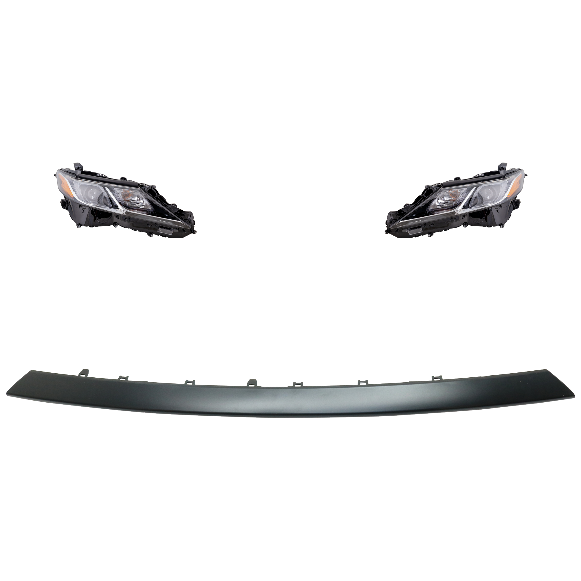 AM CAMRY 18-19 HEAD LAMP RH AND LH 3 pc kit Assembly LED with Bumper Trim SKU KIT 092723-142 Partslink TO2502255 TO2503255 TO1044119 OEM 8111006C40-8115006C40-53122060