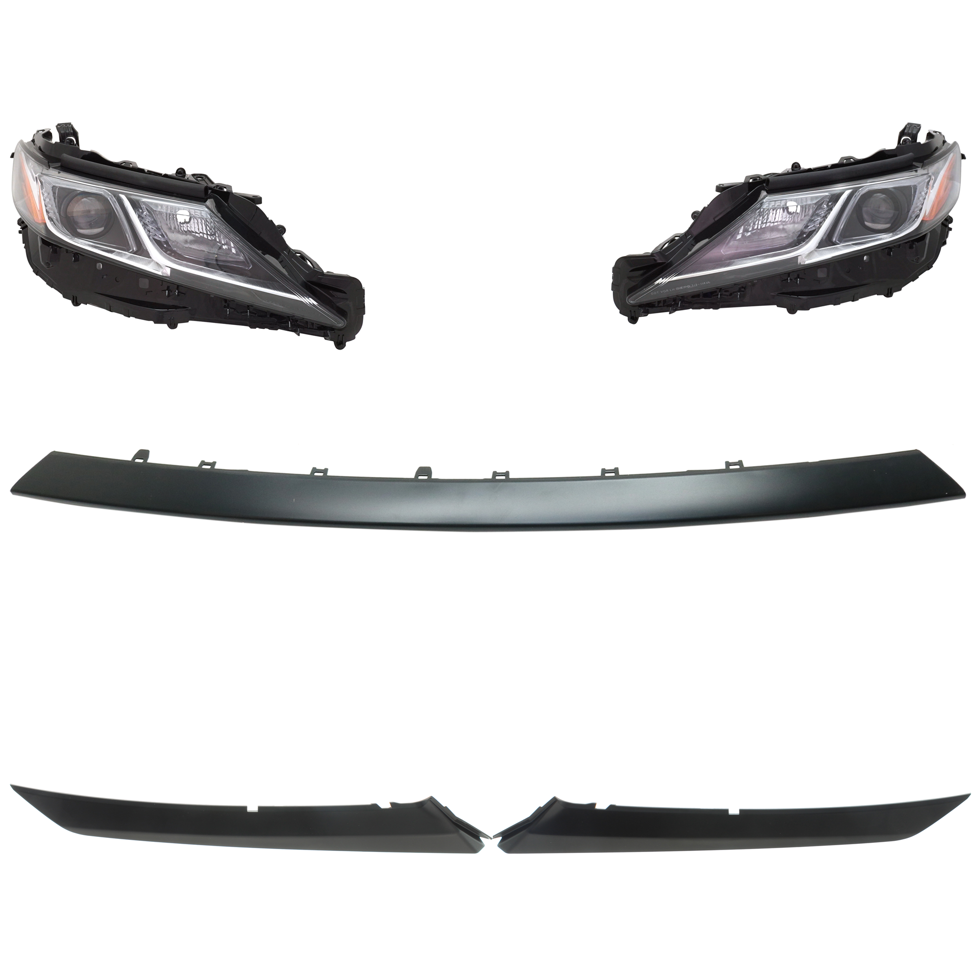 AM CAMRY 18-18 HEAD LAMP RH AND LH 5 pc kit Assembly LED with Bumper Trim SKU KIT 092723-64 Partslink TO2518194 TO2519194 TO1047104 TO1046104 TO1044119 OEM 8113033D40-8117033D00-52712330