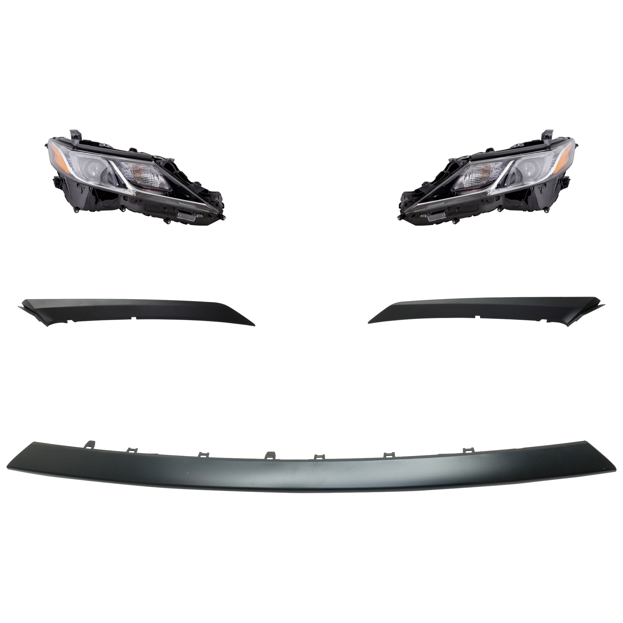 AM CAMRY 18-19 HEAD LAMP RH AND LH 5 pc kit Assembly LED with Bumper Trim SKU KIT 092723-67 Partslink TO2502255 TO2503255 TO1047105 TO1046105 TO1044119 OEM 8111006C40-8115006C40-52712061
